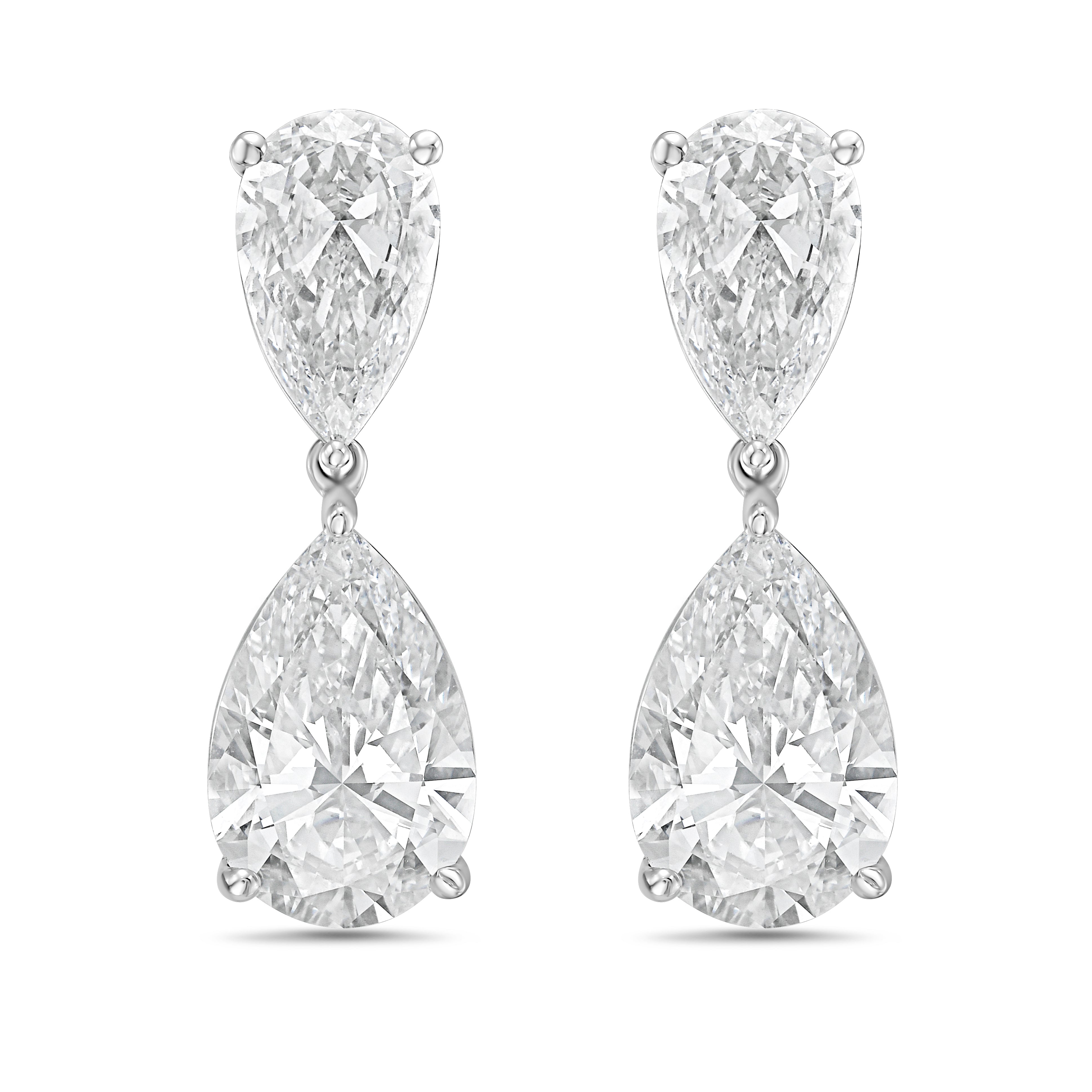 Lab Grown Pear Diamond Drop Earrings