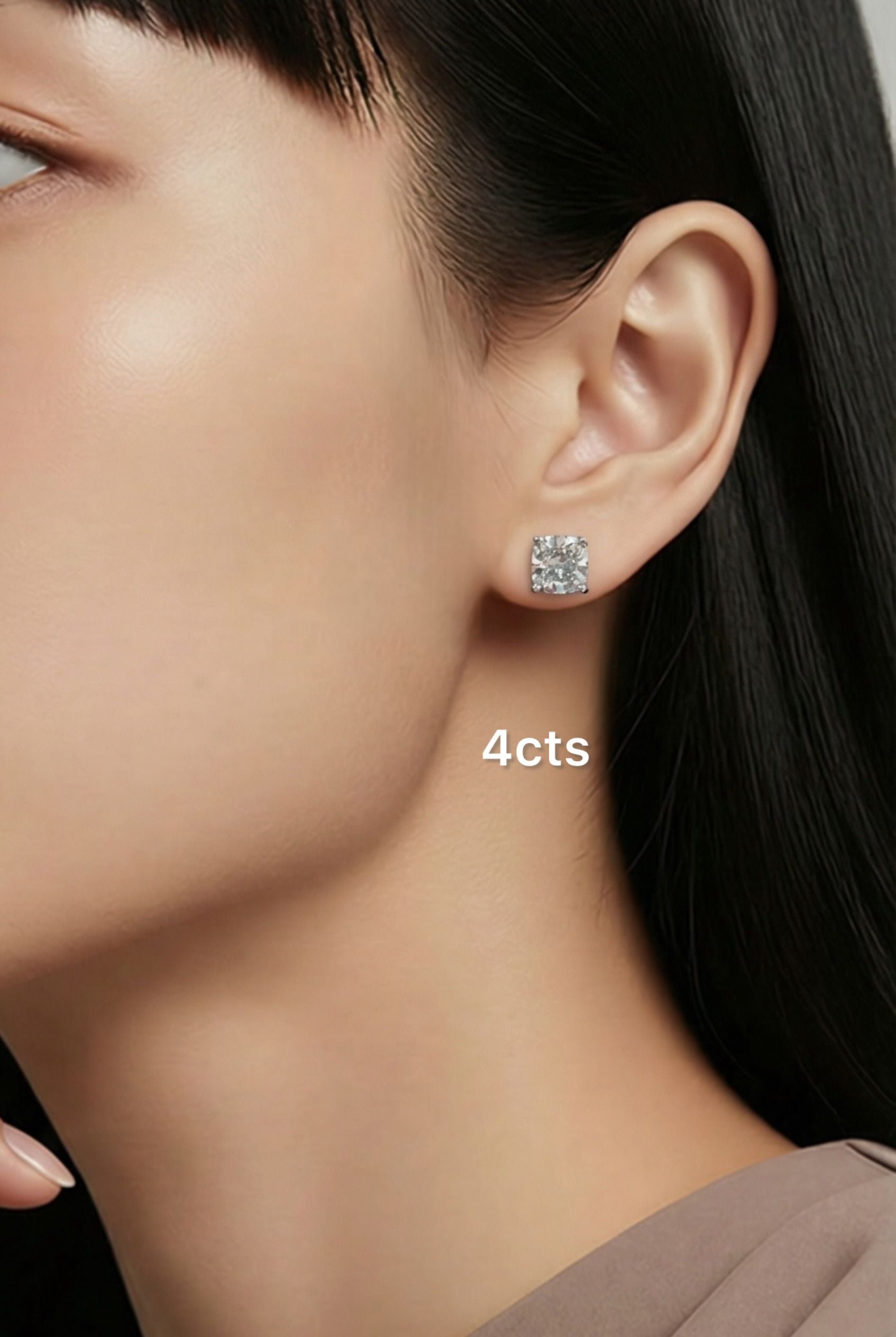 Lab Grown Square Cushion Studs