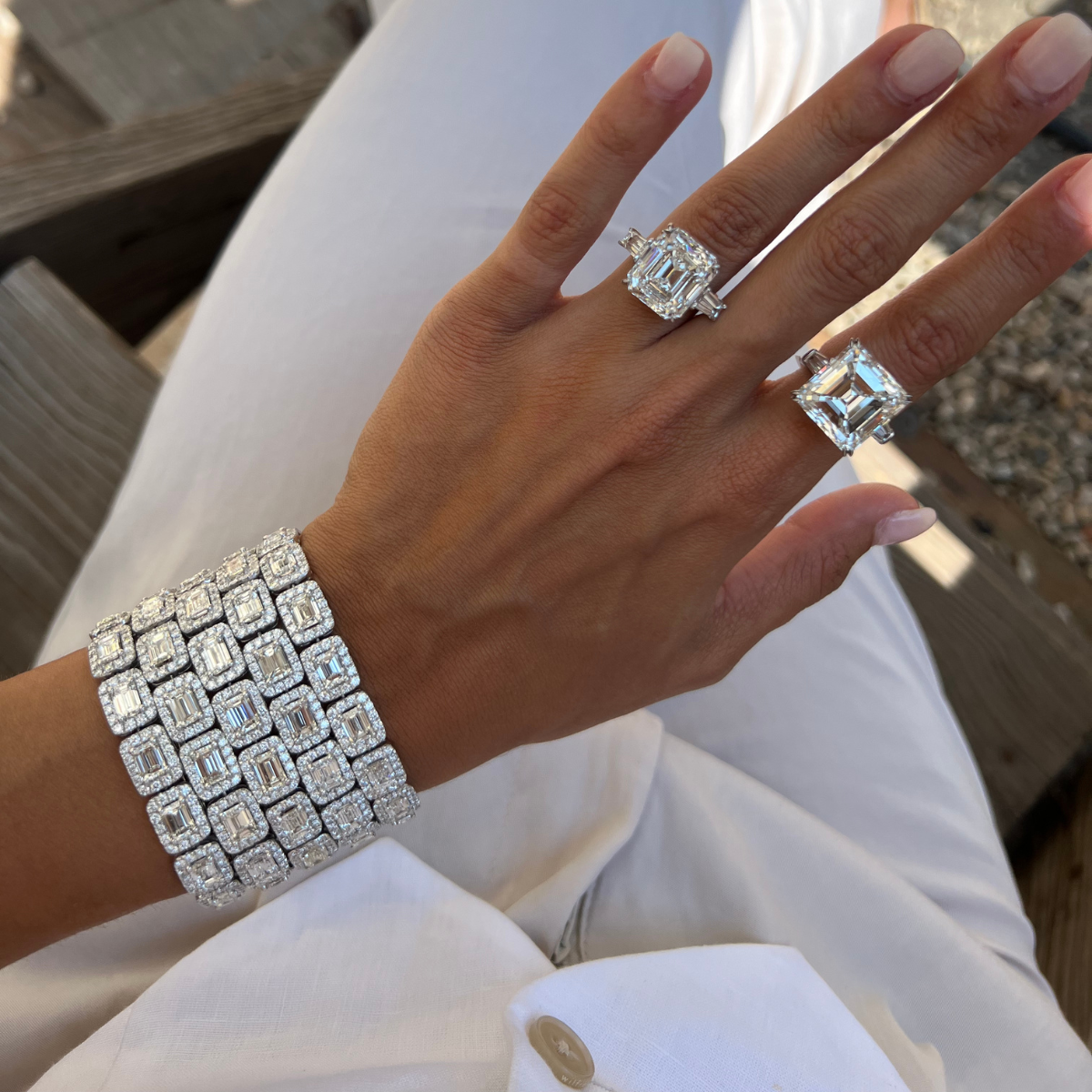 90.55cts Emerald Halo Diamond Bracelet