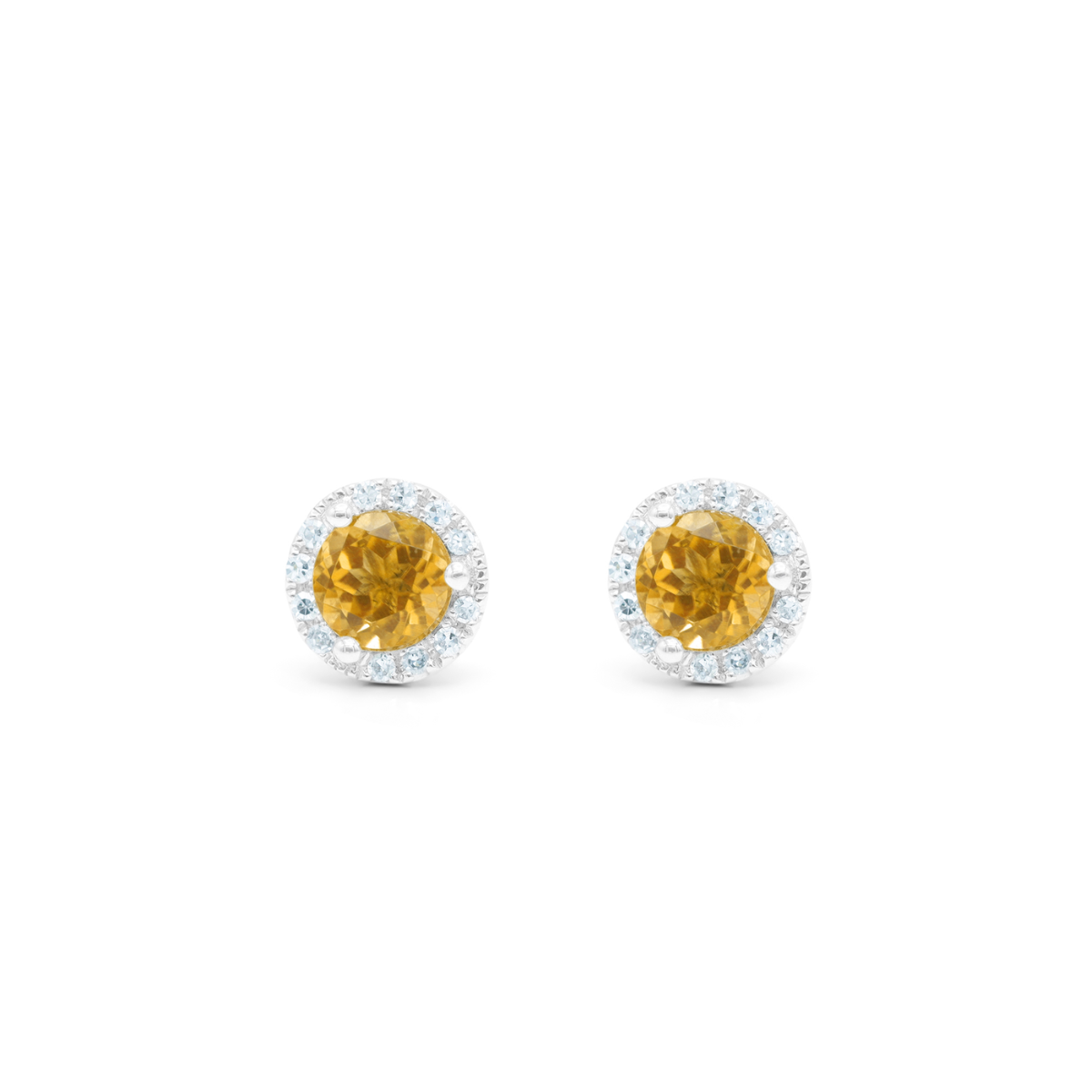 Mini Yellow Citrine Halo Studs