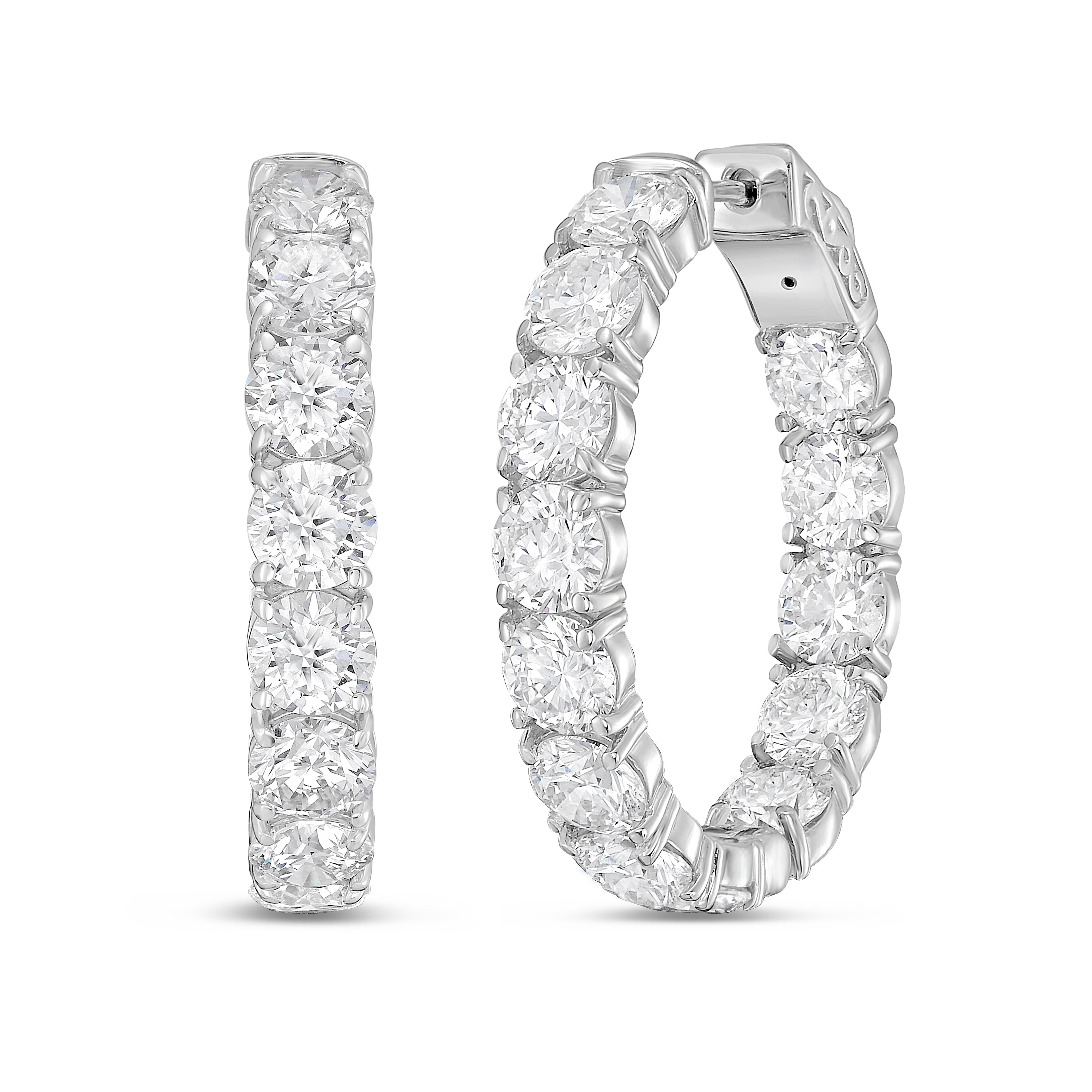 Lab Grown Round Diamond Hoop Earrings - 1.25"