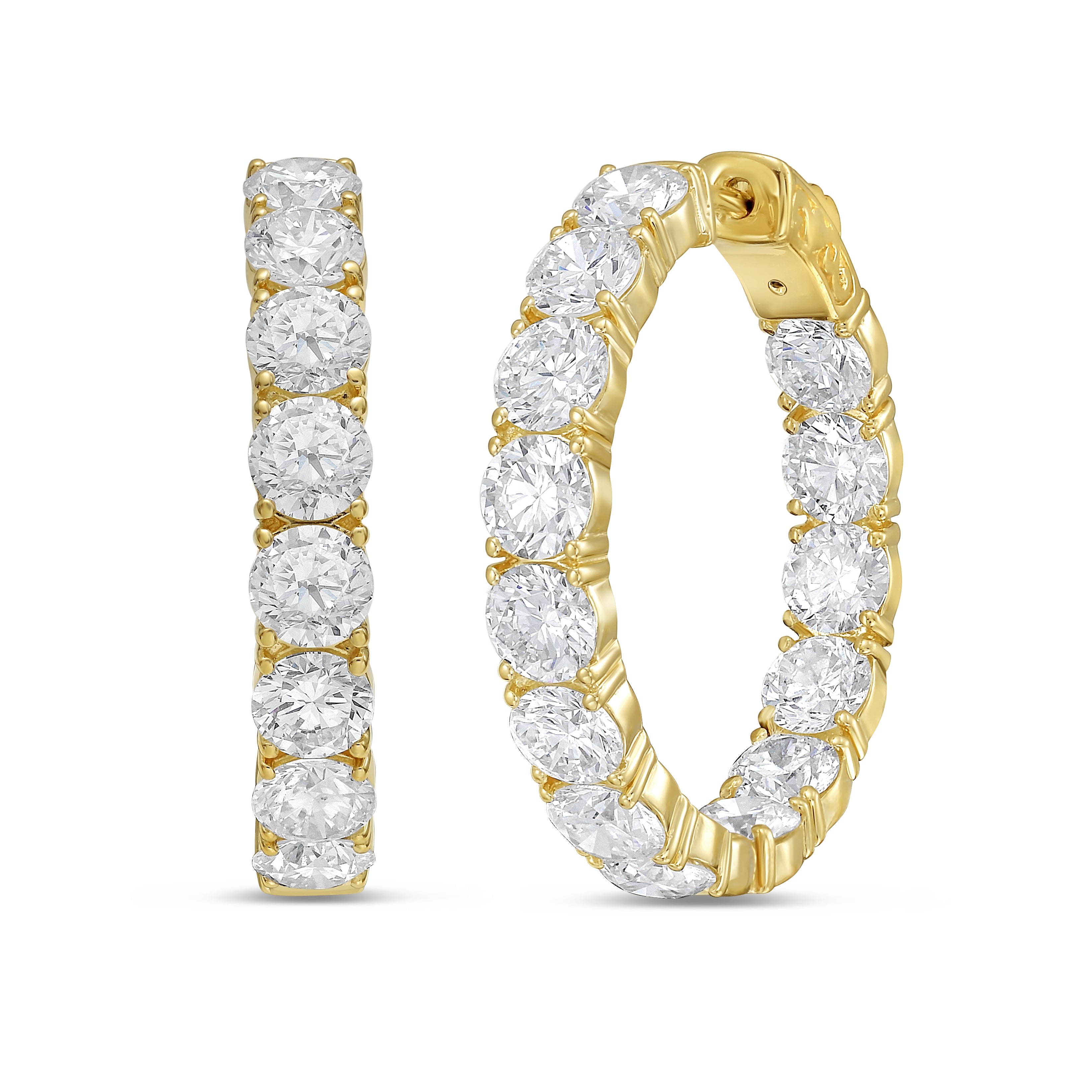 Lab Grown Round Diamond Hoop Earrings - 1.00"