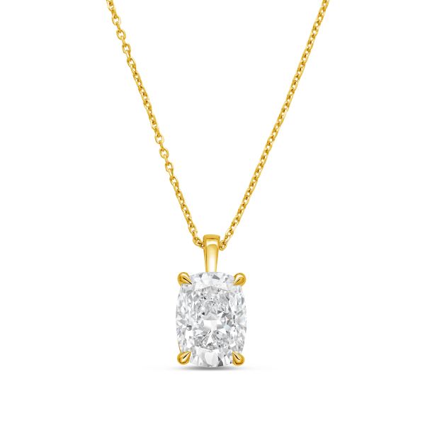 DEF VS bail-set cushion pendant on 16–18 inch chain