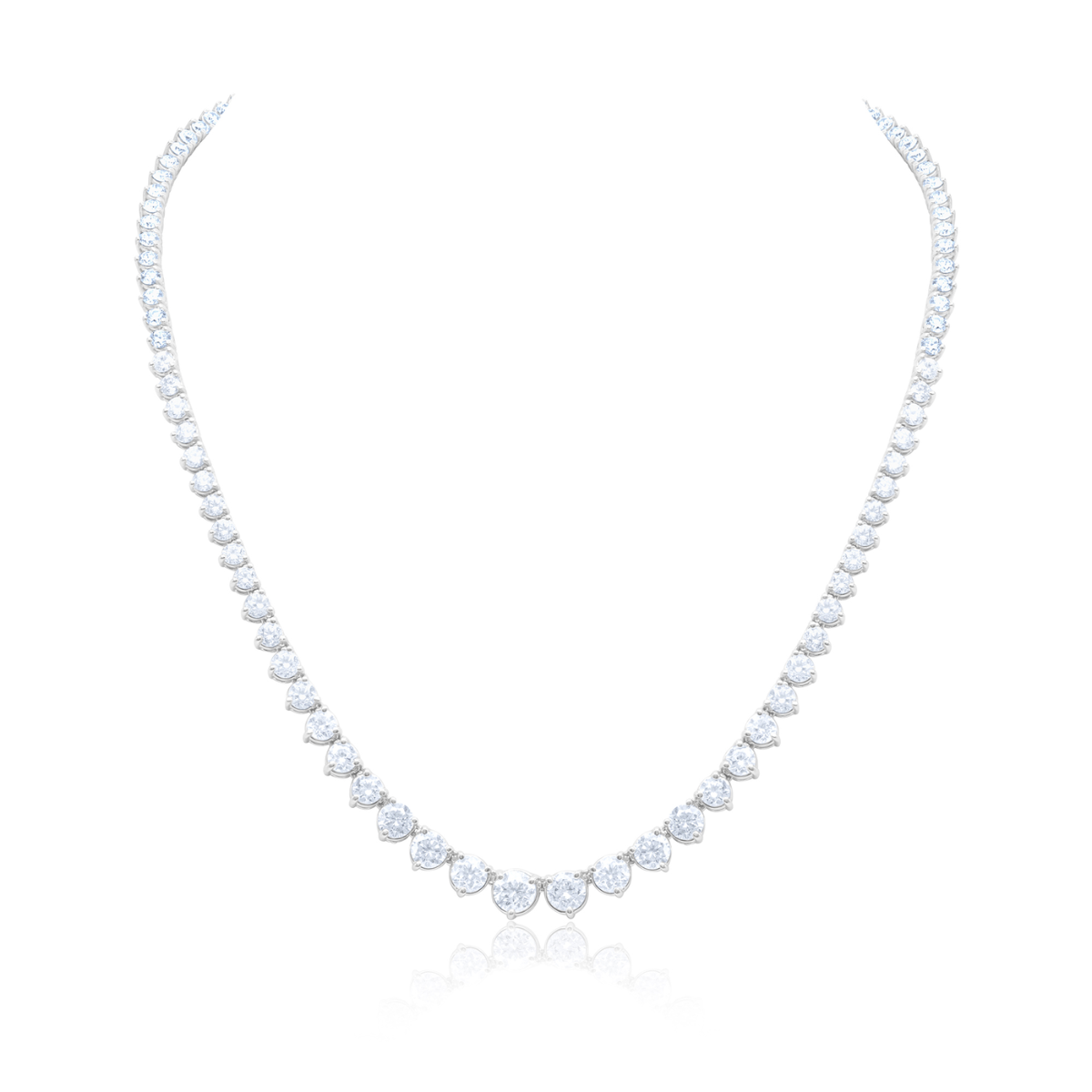 18k White Gold Graduated Tennis Necklace