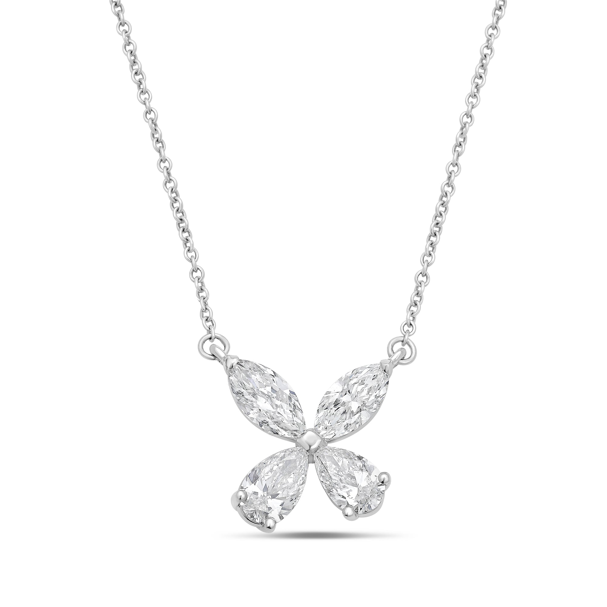 Lab Grown Diamond Marquise & Pear Cut Flower Pendant
