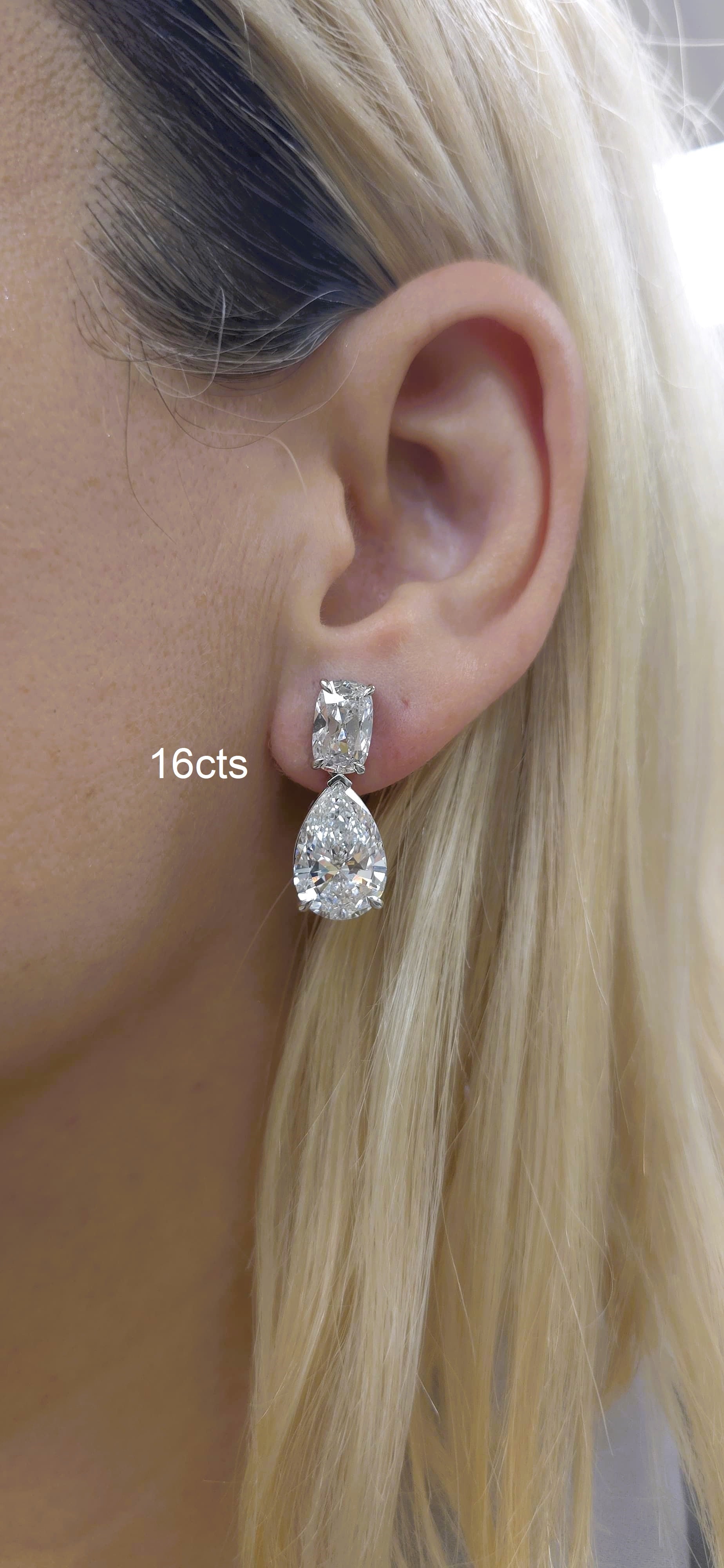 Lab Grown 2 Stone Drop Earrings