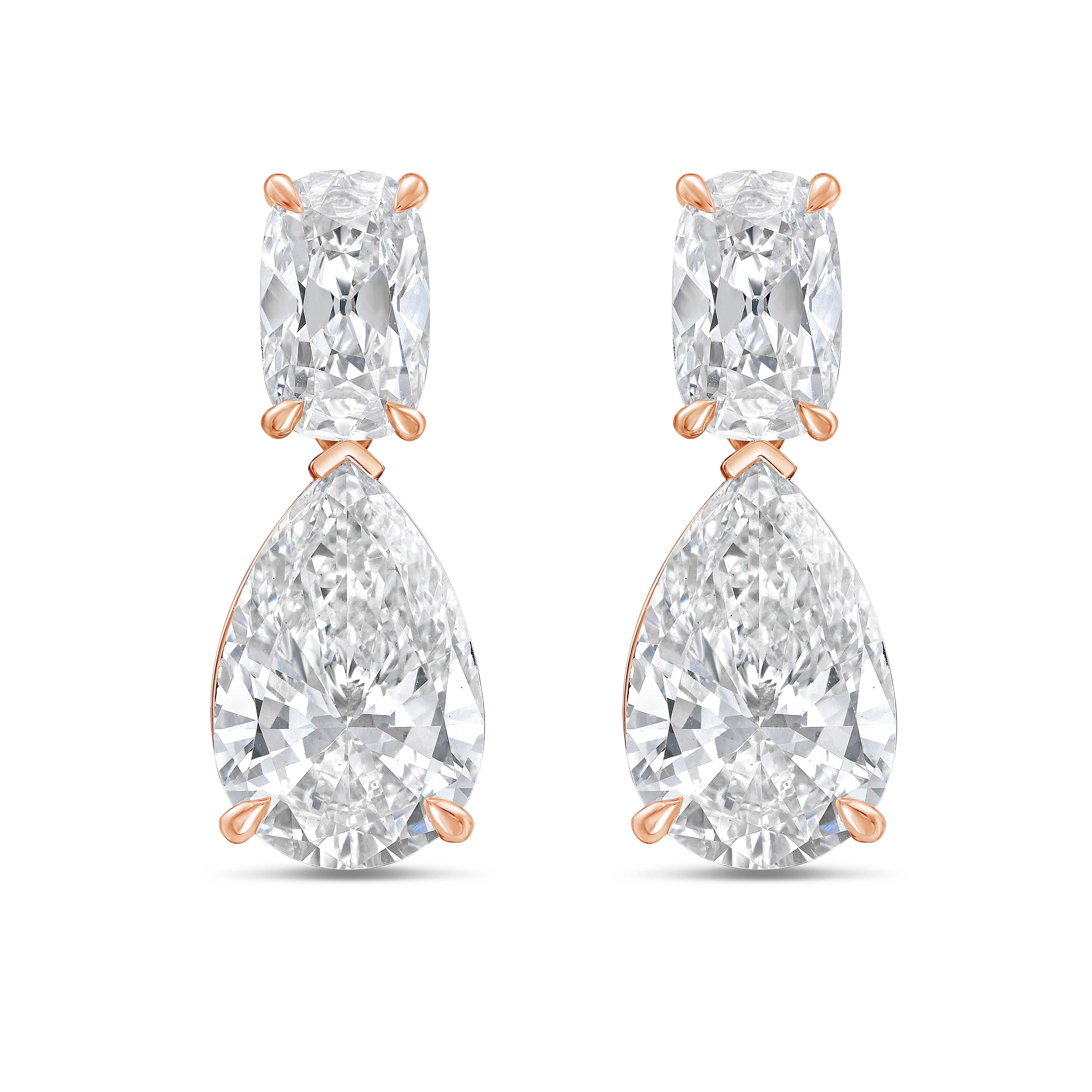 Lab Grown 2 Stone Drop Earrings