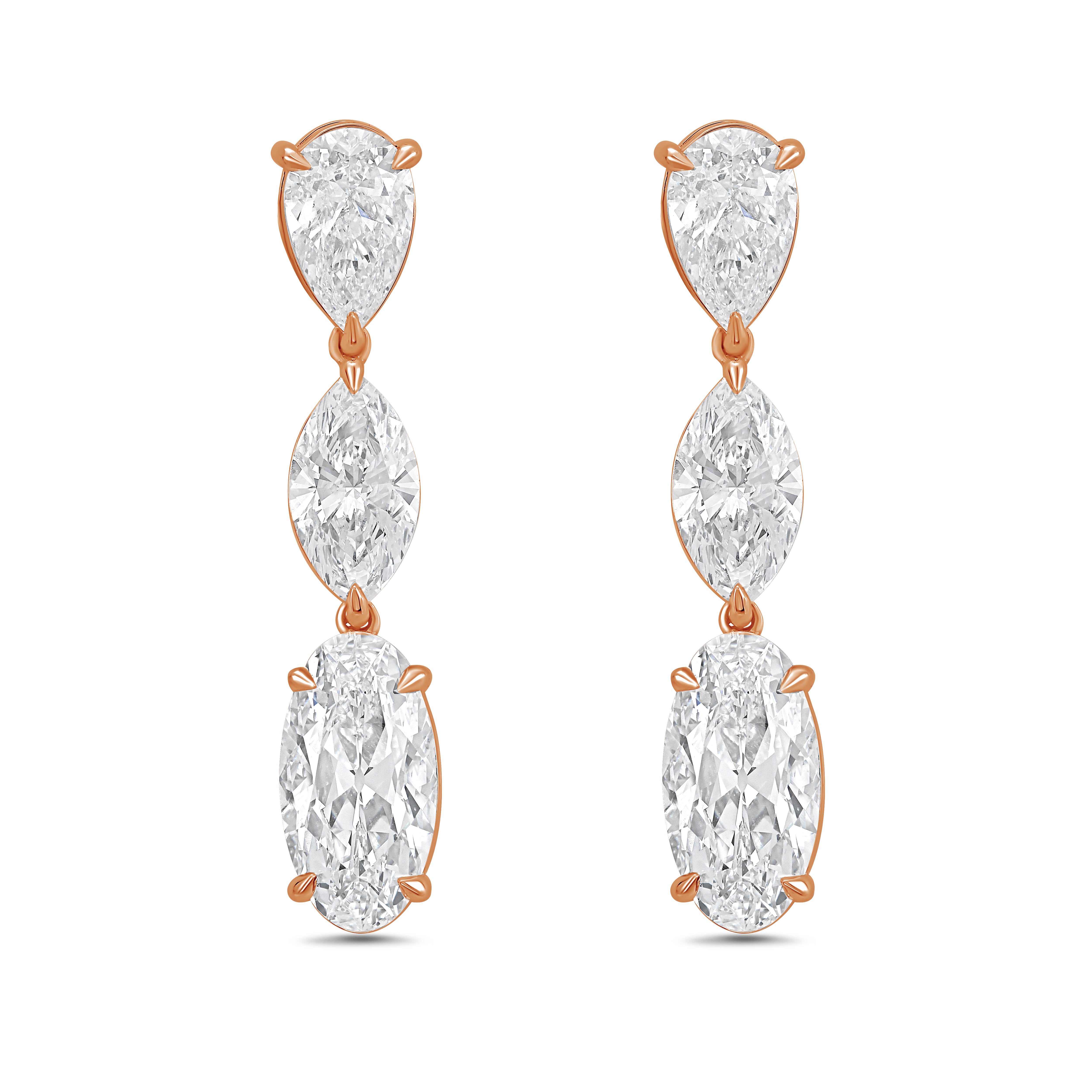Lab Grown Multi Shaped Diamond Drop Earrings