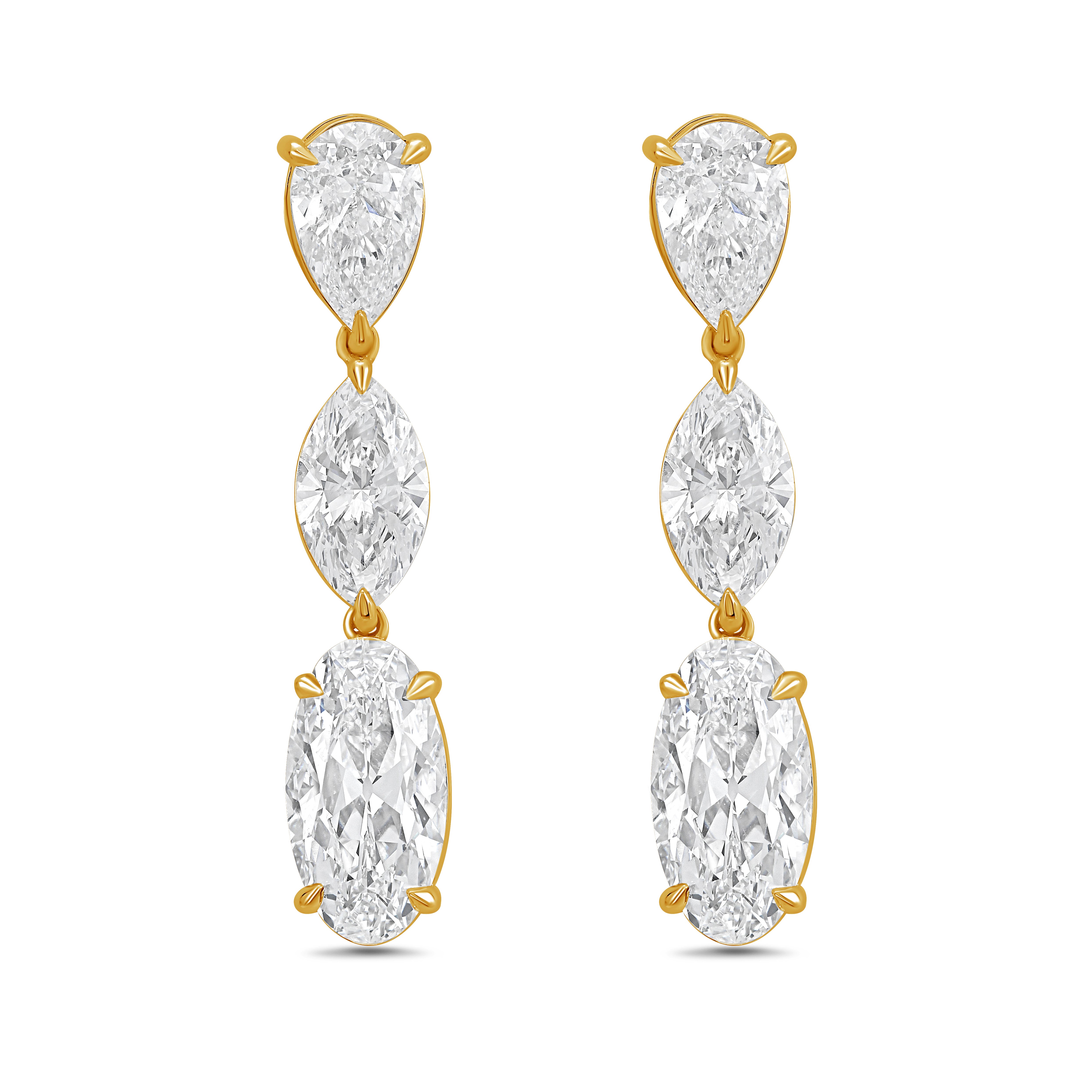 Lab Grown Multi Shaped Diamond Drop Earrings