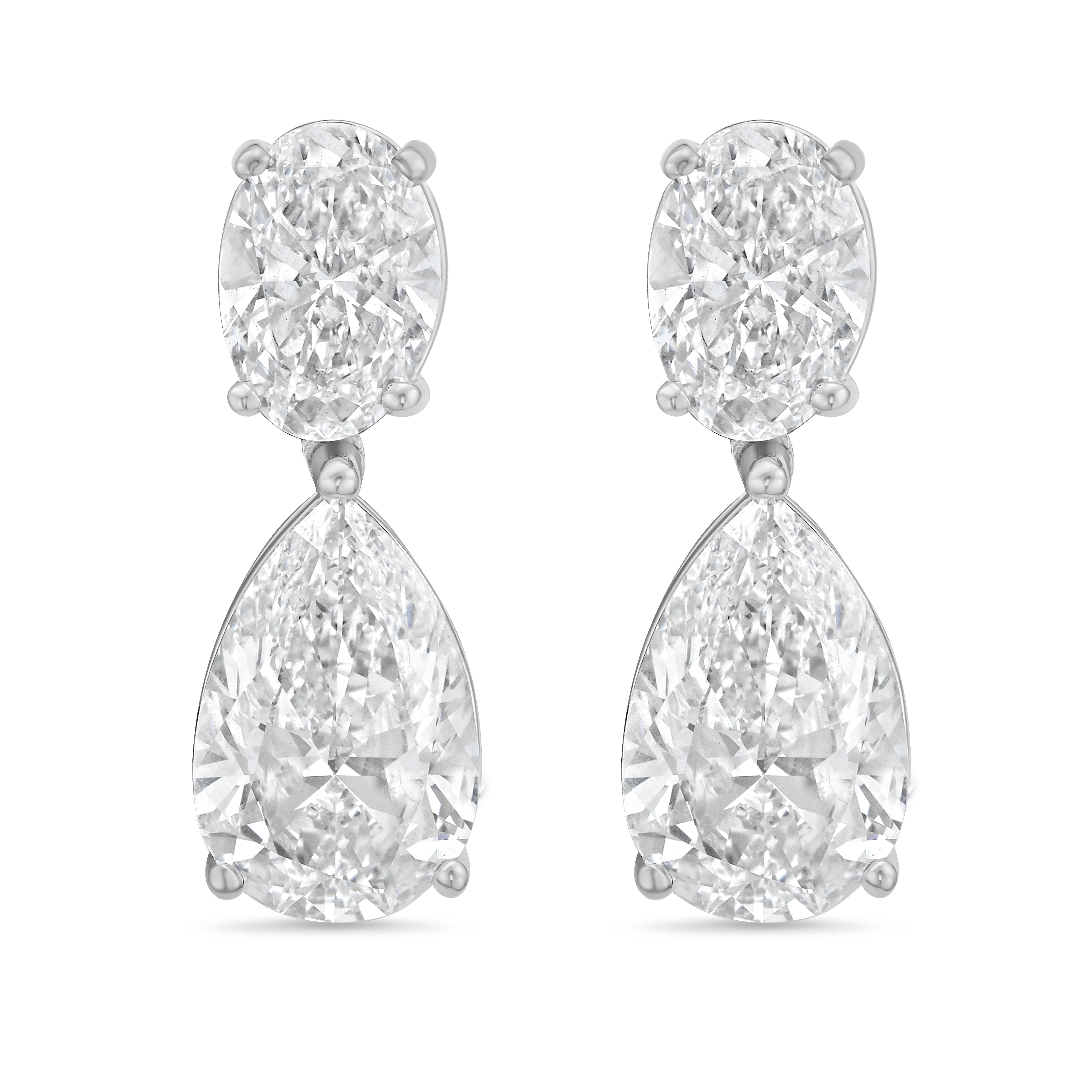 Lab Grown Oval And Pear Drop Earrings