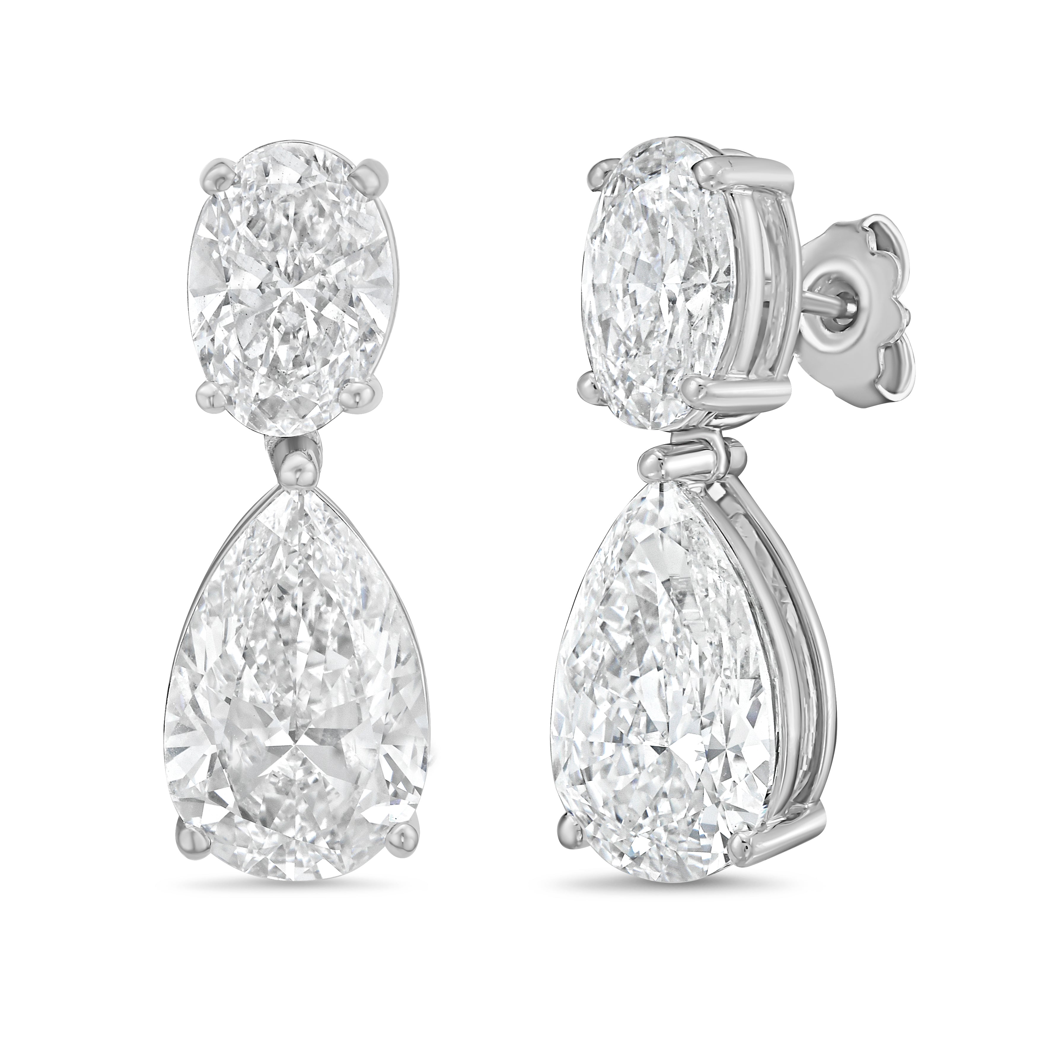 Lab Grown Oval And Pear Drop Earrings