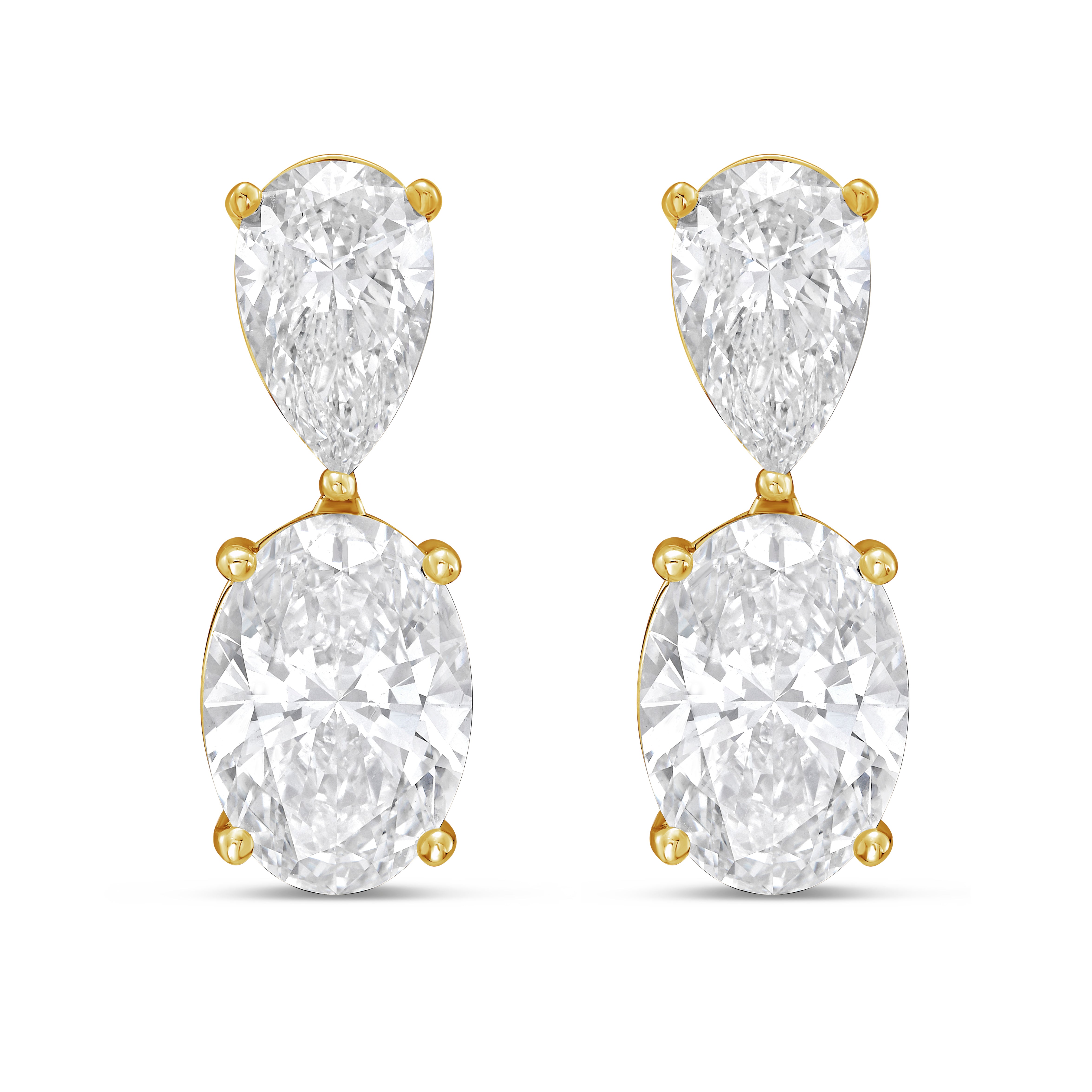 Lab Grown Pear And Oval Diamond Drop Earrings
