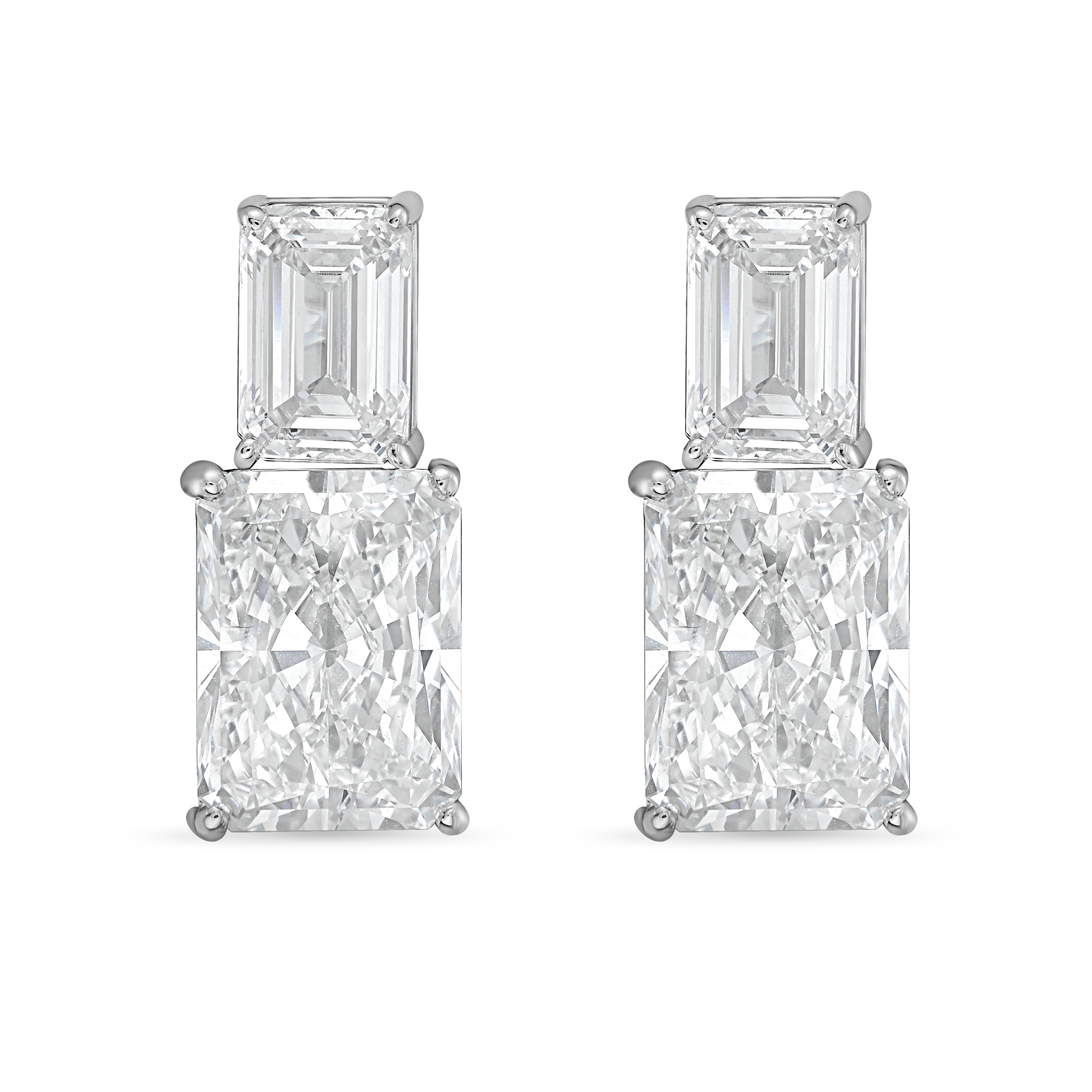 Lab Grown Emerald And Radiant Diamond Earrings