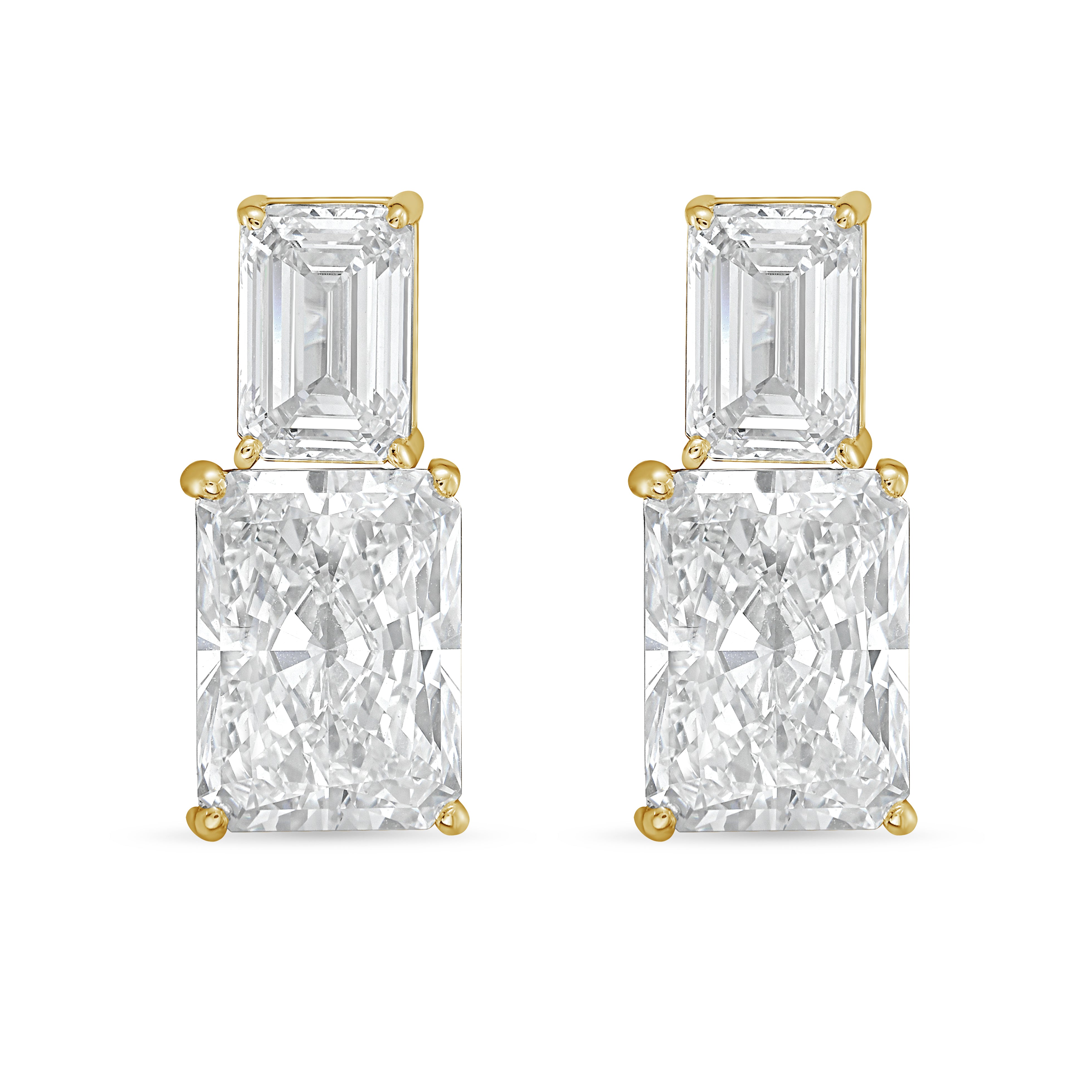 Lab Grown Emerald And Radiant Diamond Earrings