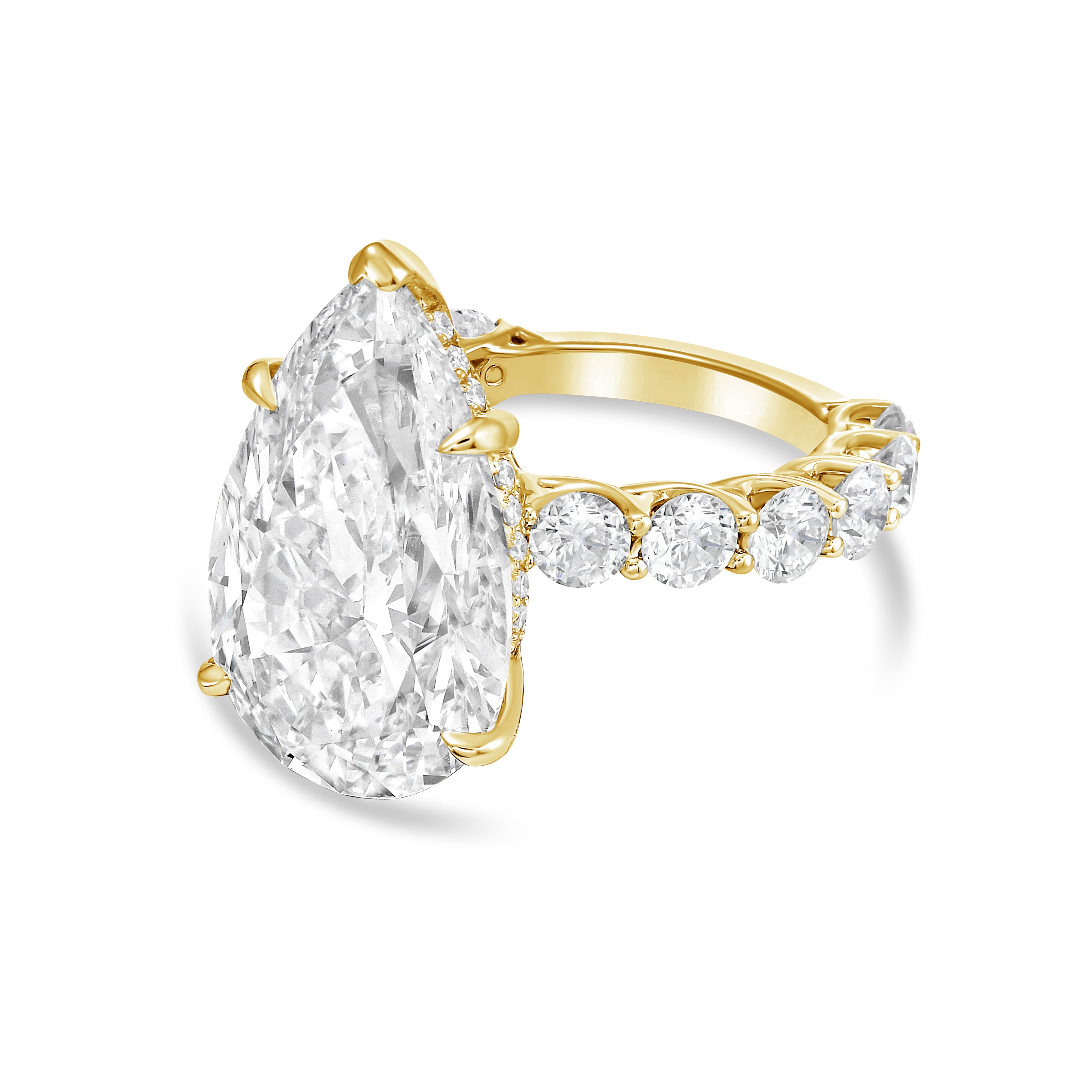 Lab Grown Pear Diamond Engagement Pave Ring