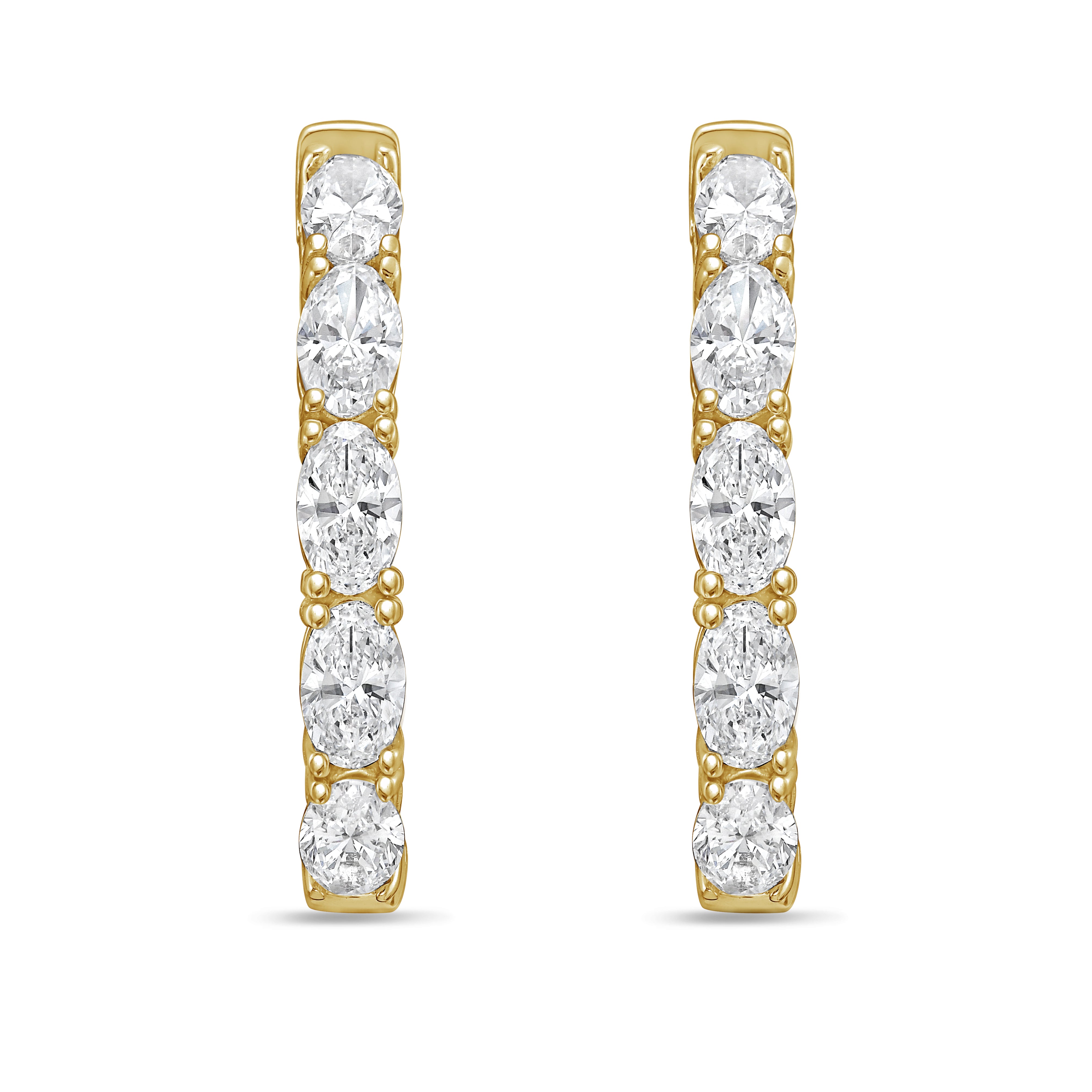Lab Grown Oval Diamond Hoop Earrings - 0.75"
