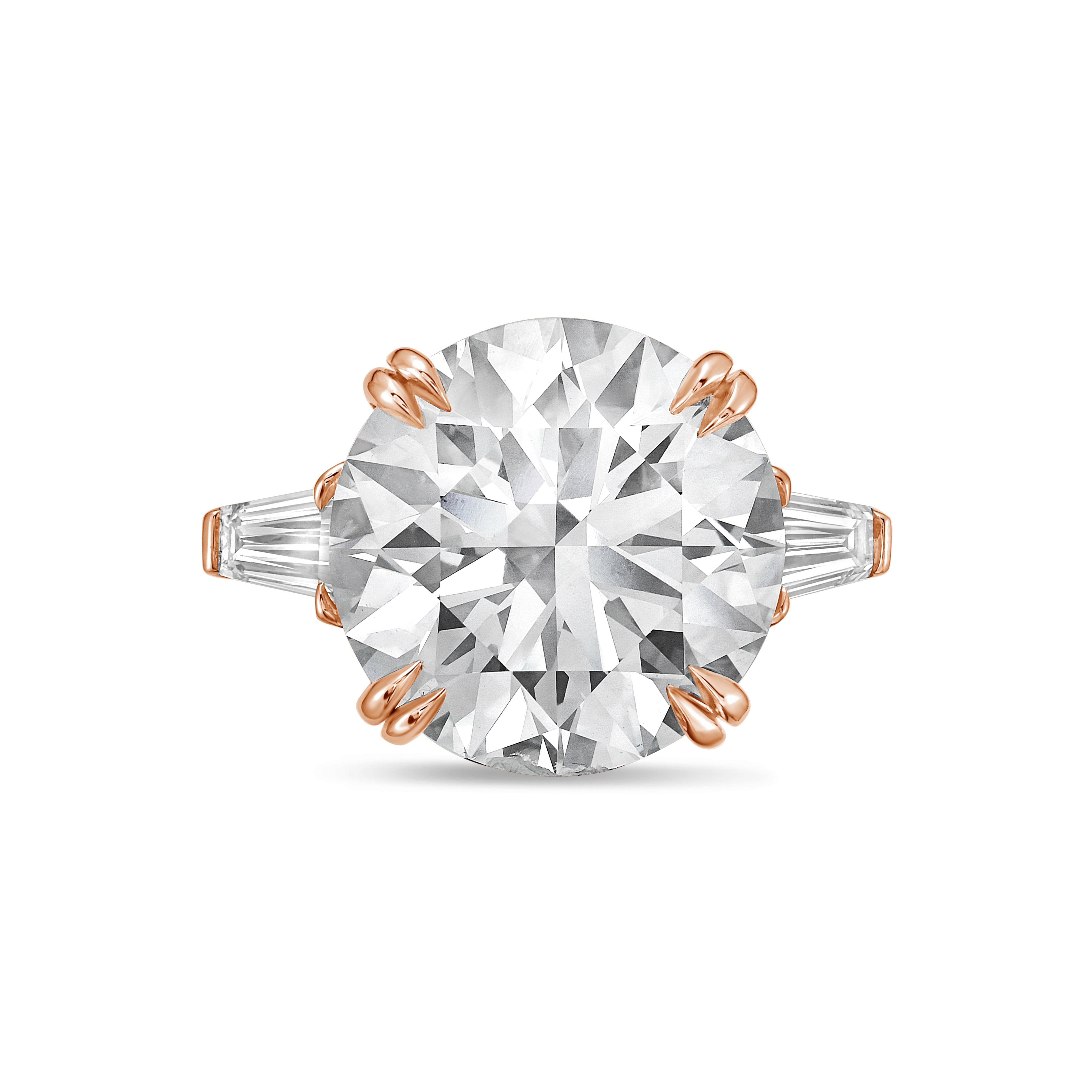 Lab Grown Round Diamond Ring with Baguettes