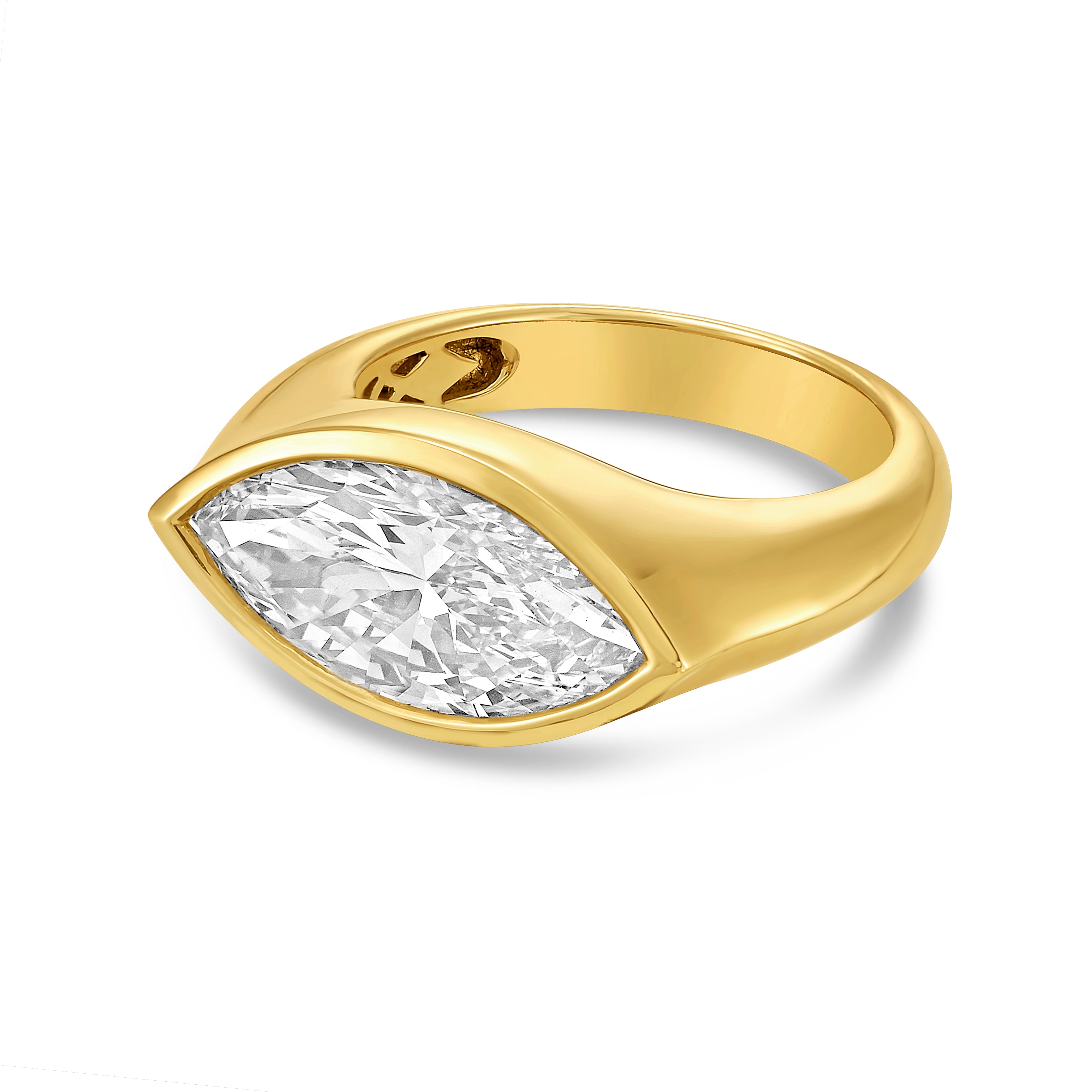 Lab Grown Marquise Diamond Bezel Ring