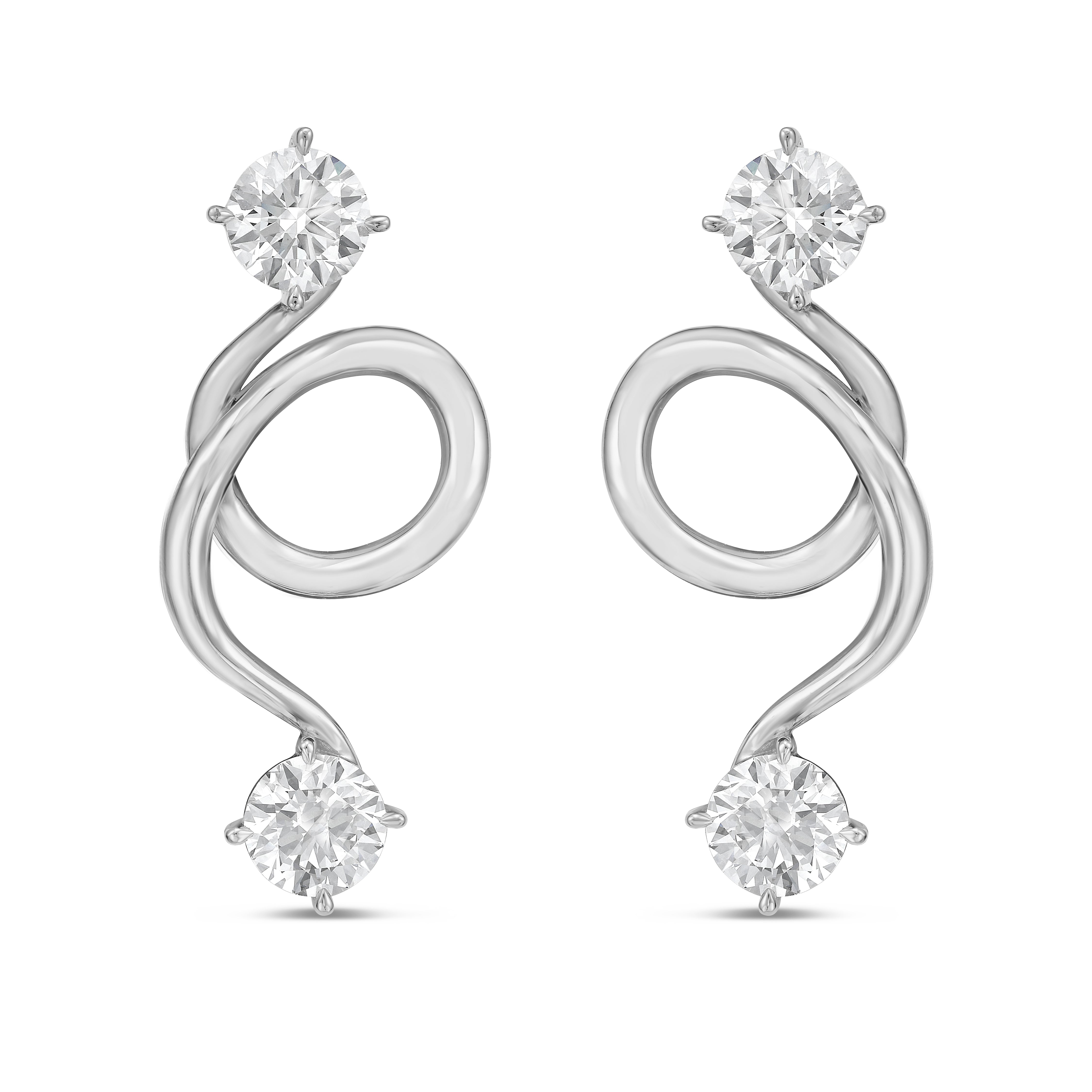 Lab Grown Diamond Gold Spiral Stud Earrings