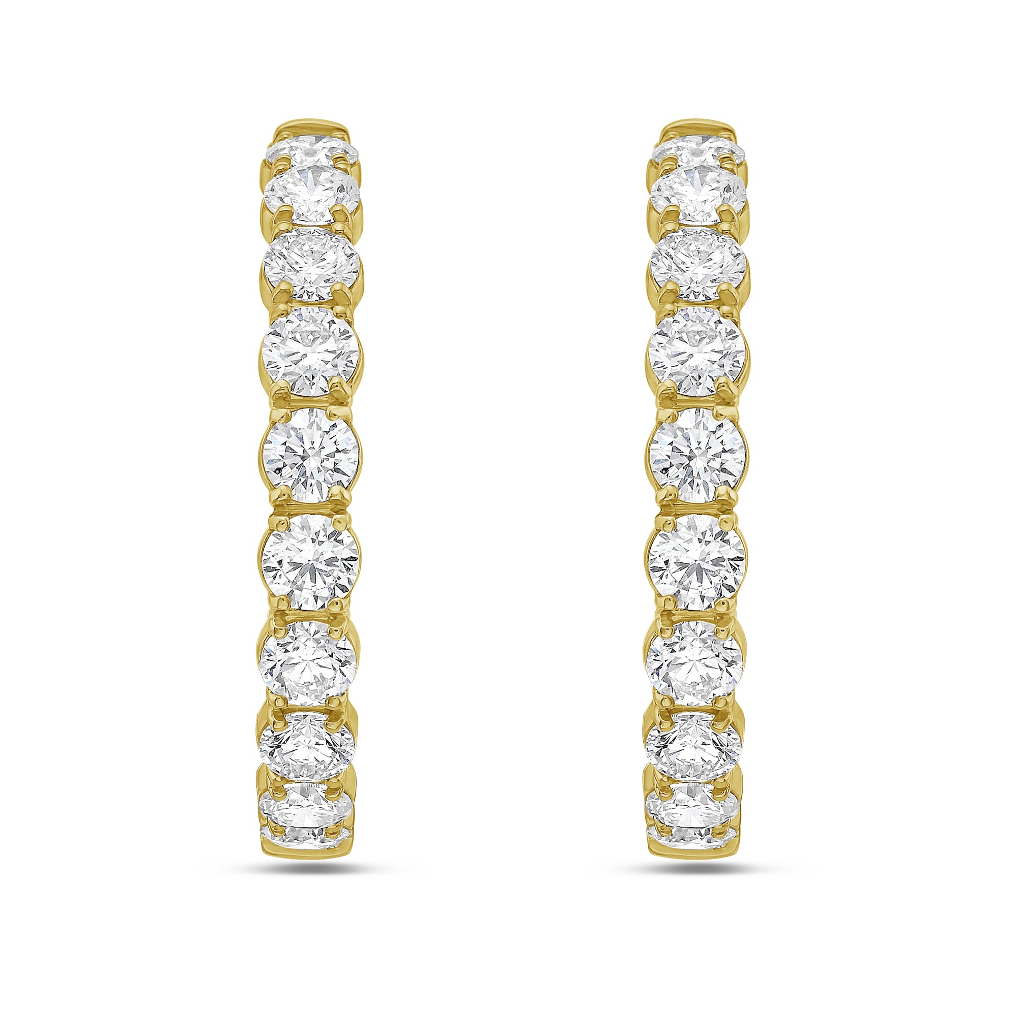 Lab Grown Round Diamond Hoop Earrings - 1.25"