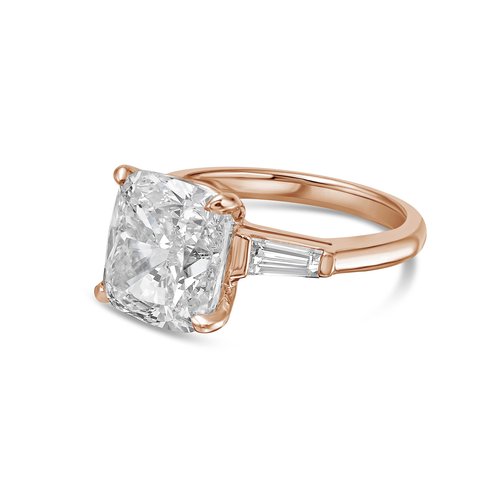 Lab Grown Three Stone Cushion Engagement Ring
