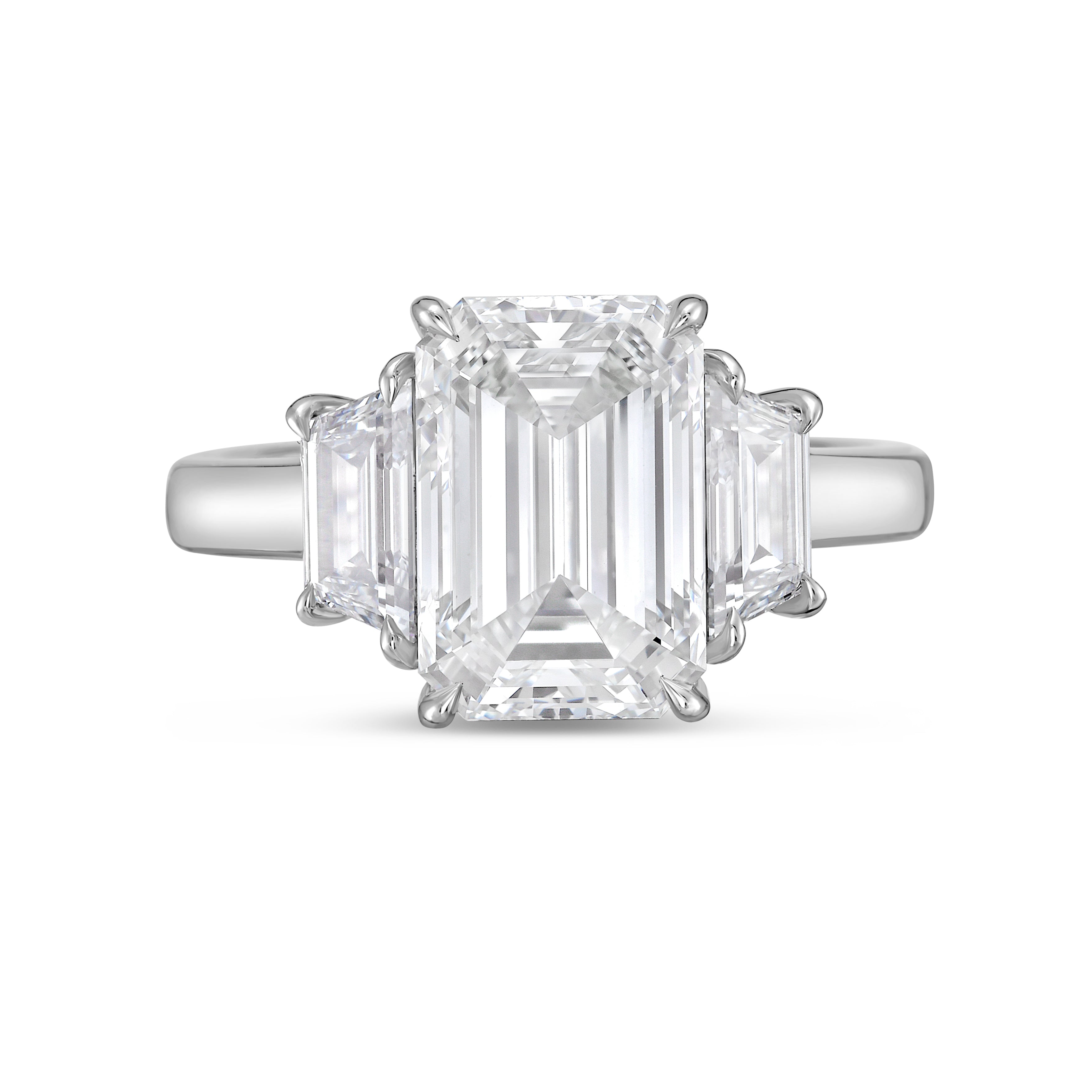 Lab Grown Emerald Diamond Ring with Trapezoids