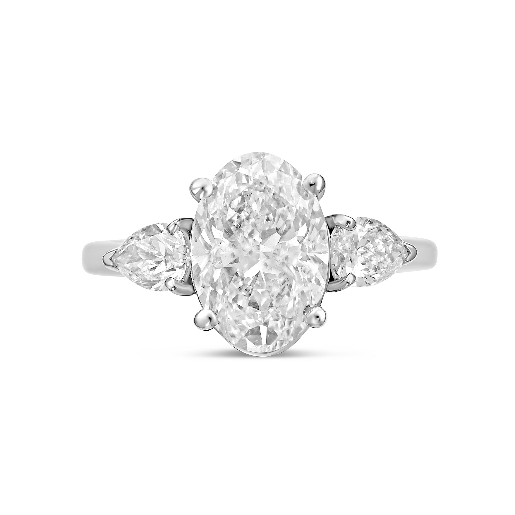 Lab Grown Oval Diamond Ring with Pears On Side