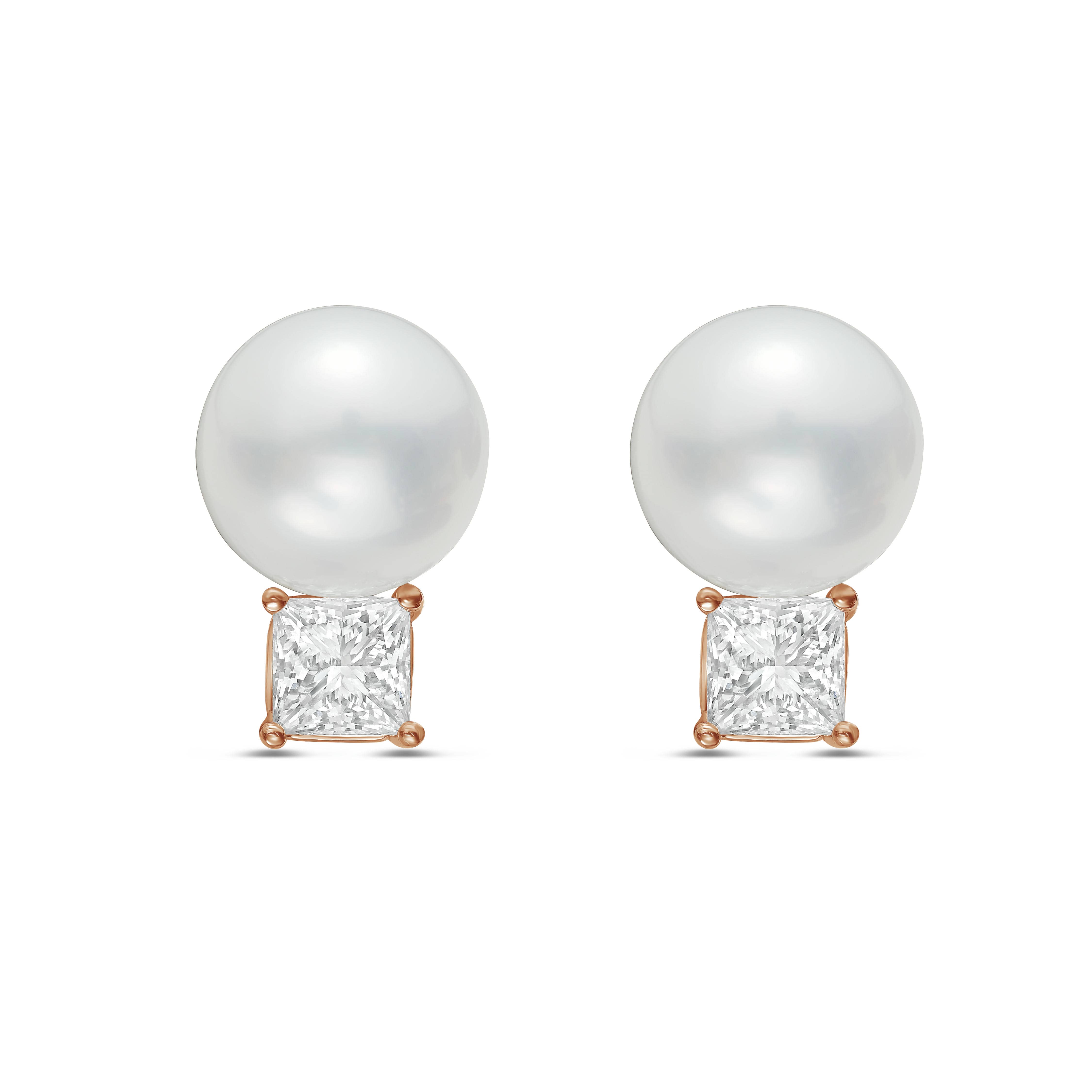 Lab Grown Diamond and Pearl Drop Earrings