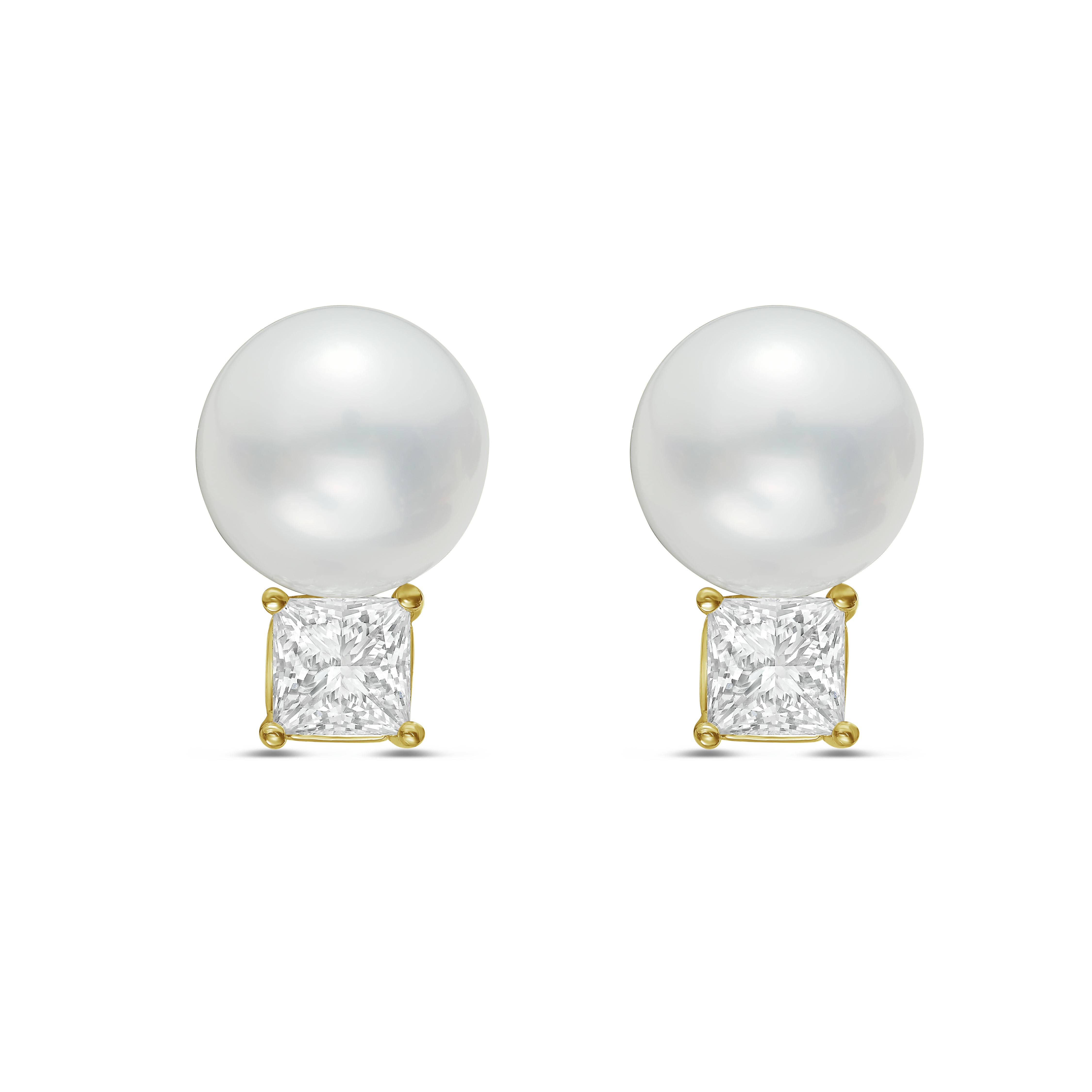 Lab Grown Diamond and Pearl Drop Earrings