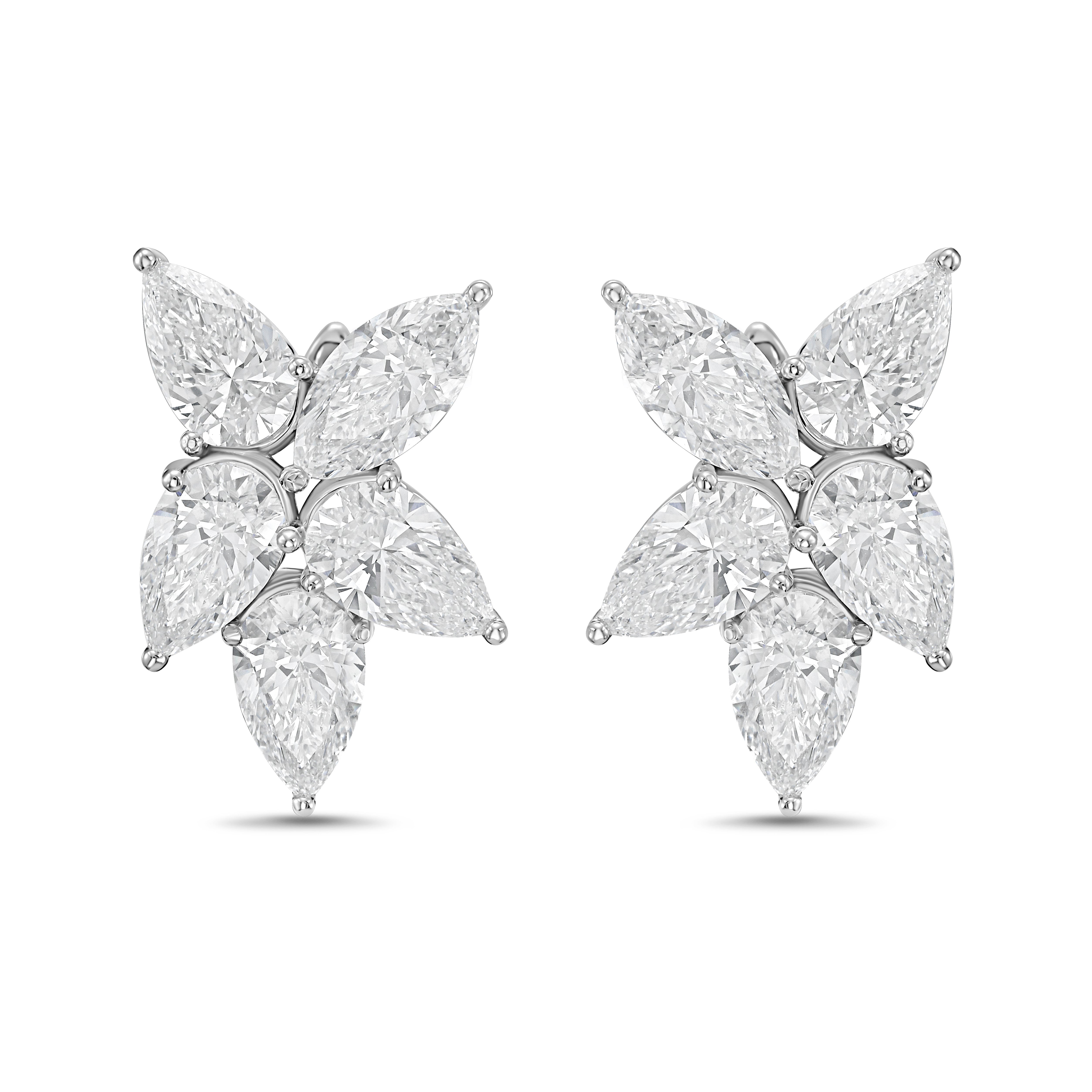 Lab Grown Multi Shaped Diamond Cluster Earrings