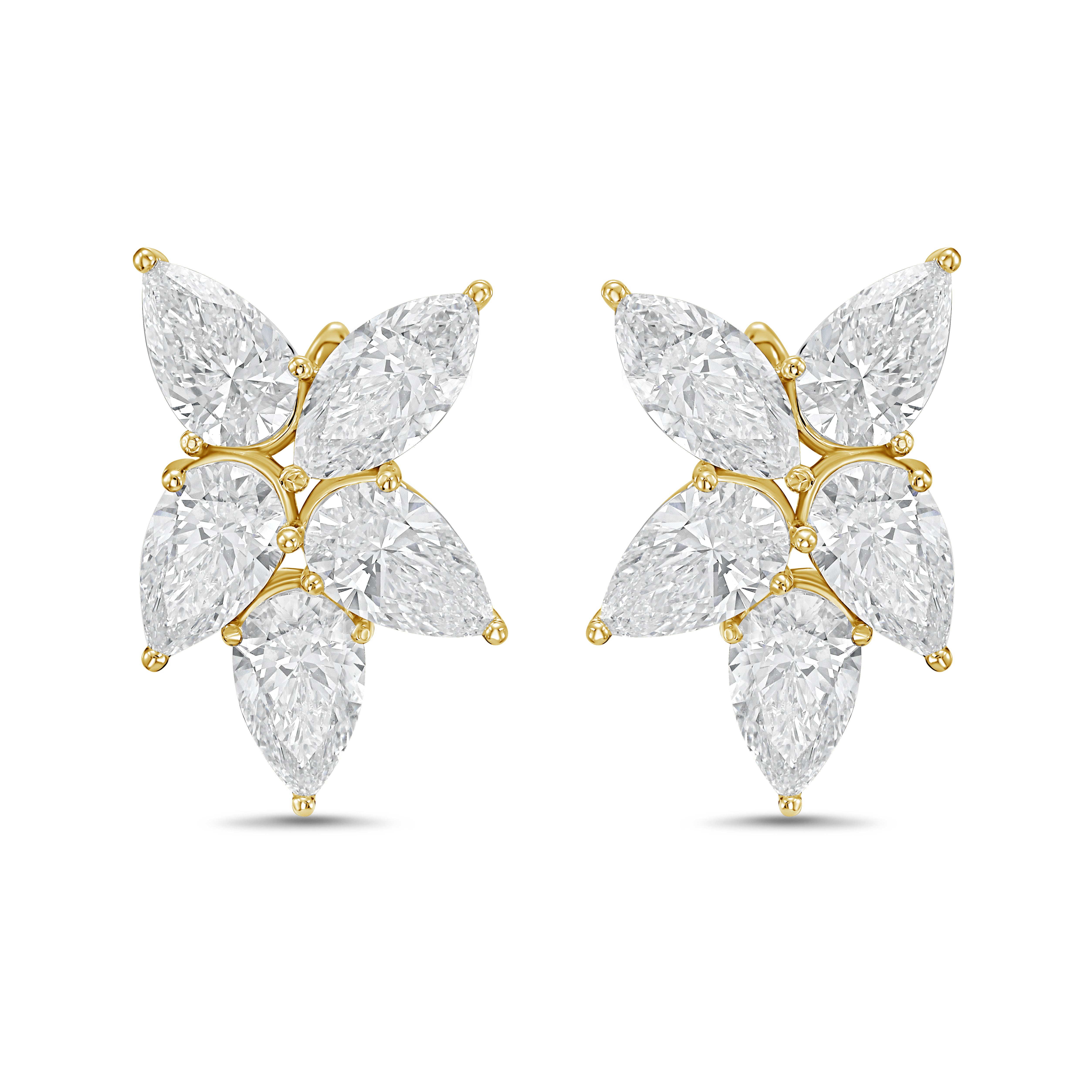 Lab Grown Multi Shaped Diamond Cluster Earrings