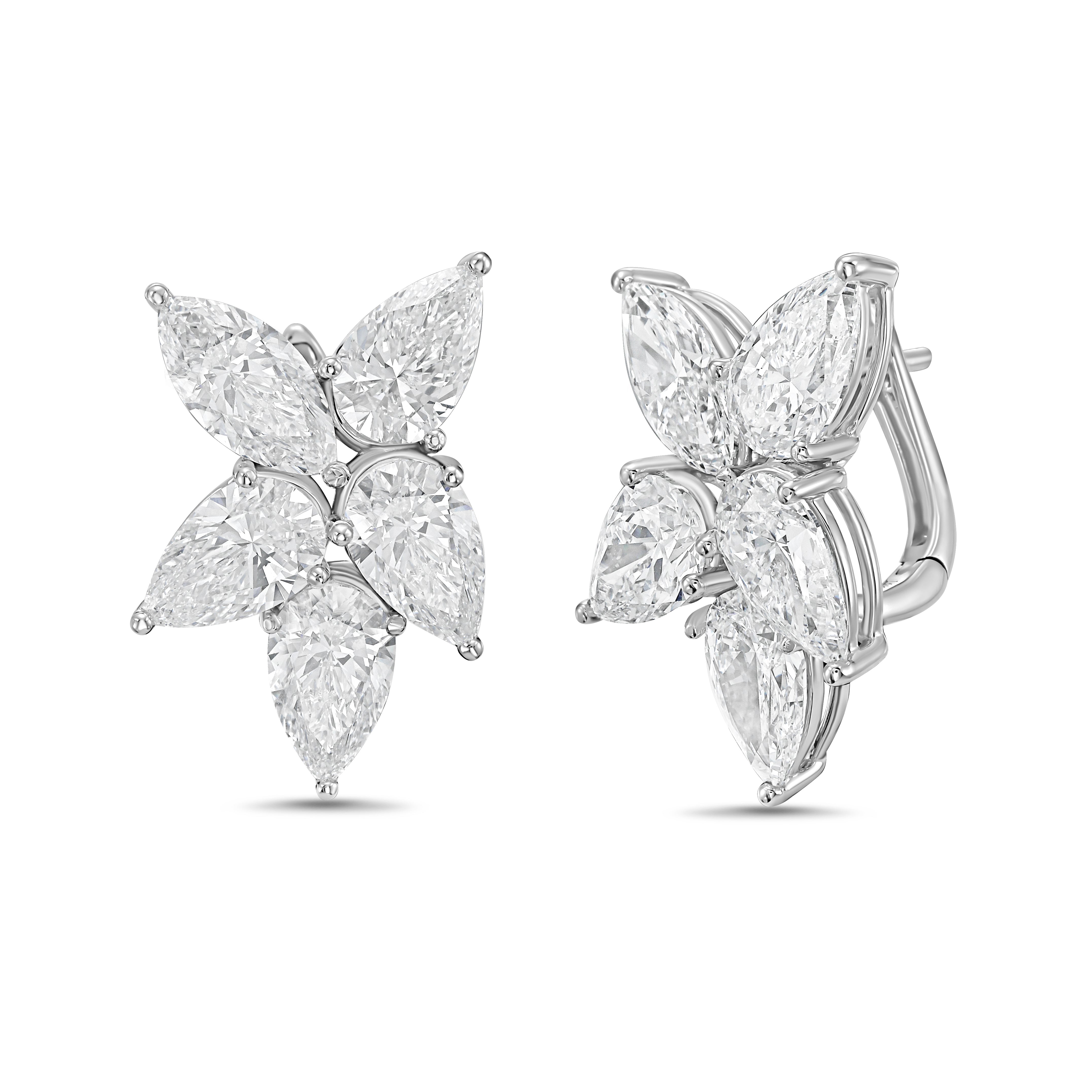Lab Grown Multi Shaped Diamond Cluster Earrings