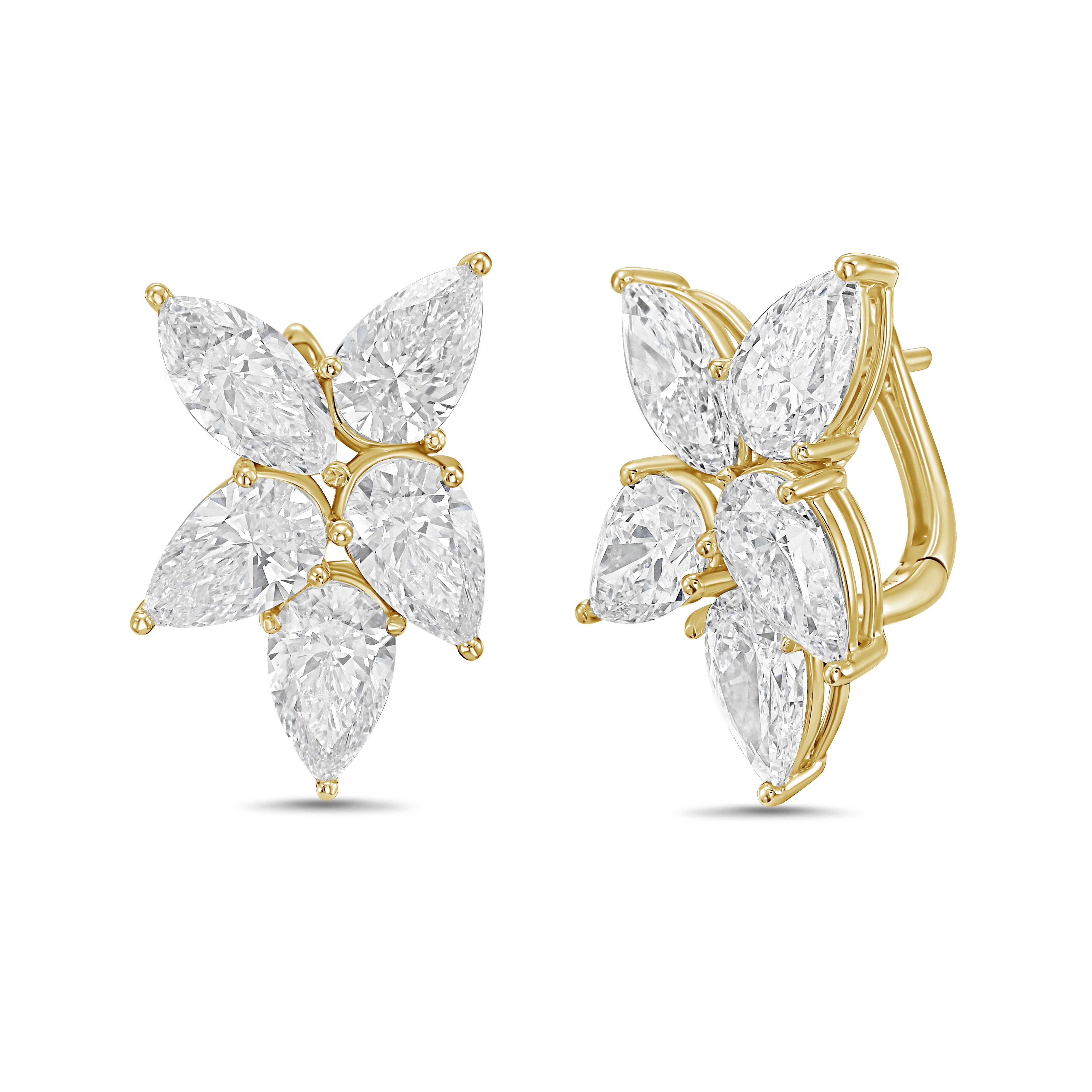 Lab Grown Multi Shaped Diamond Cluster Earrings