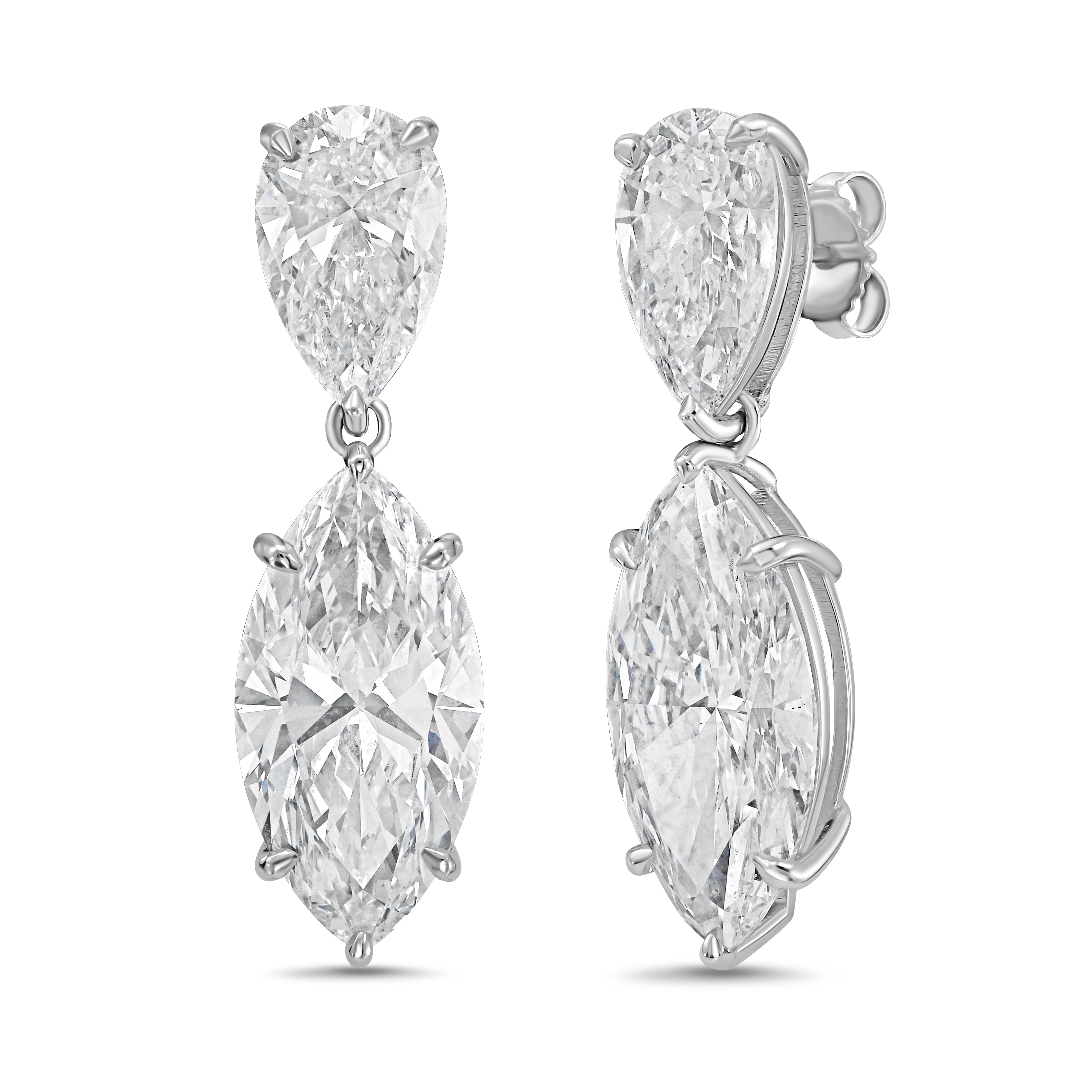 Lab Grown Pear And Marquise Drop Earrings