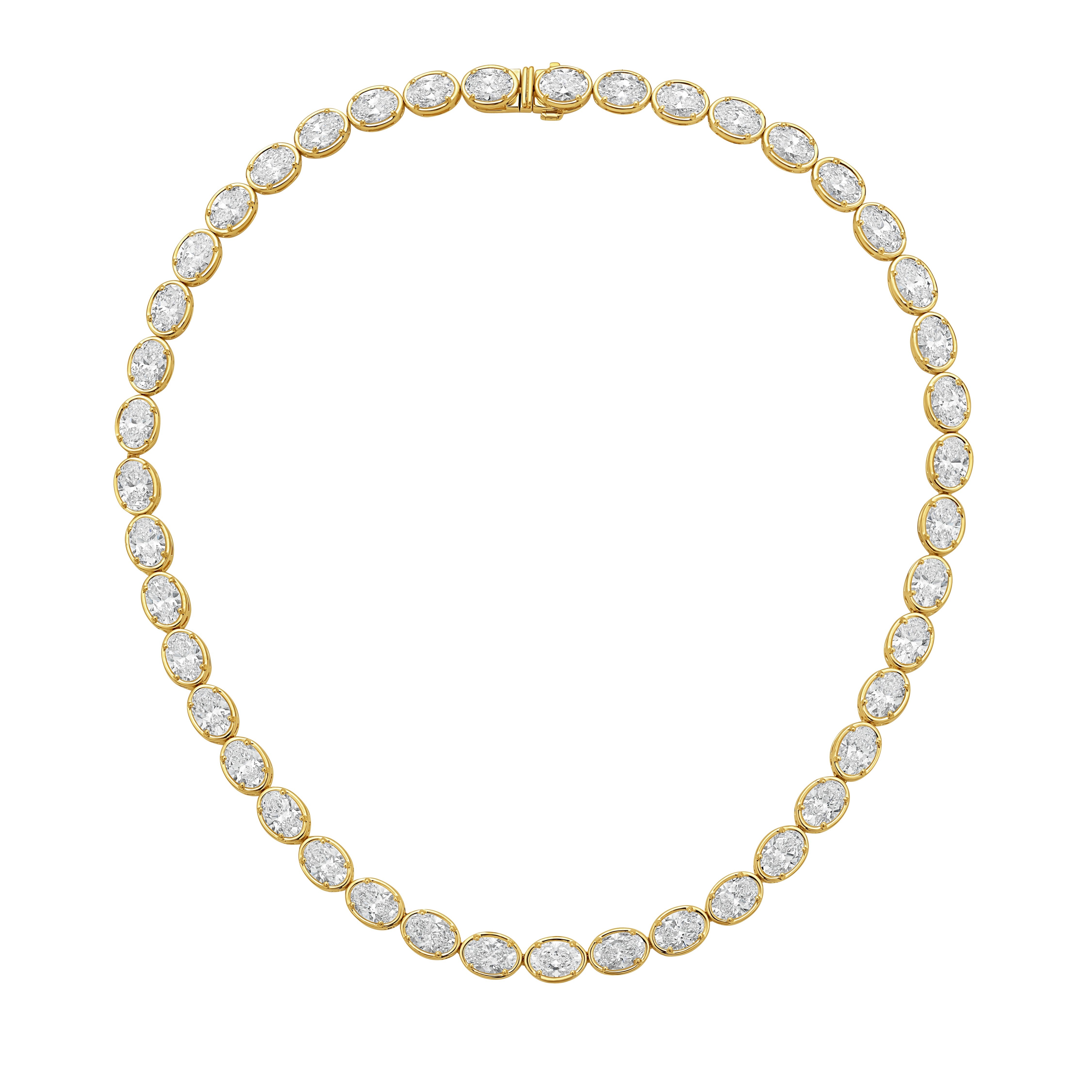 Lab Grown East-West Oval Bezel Tennis Necklace