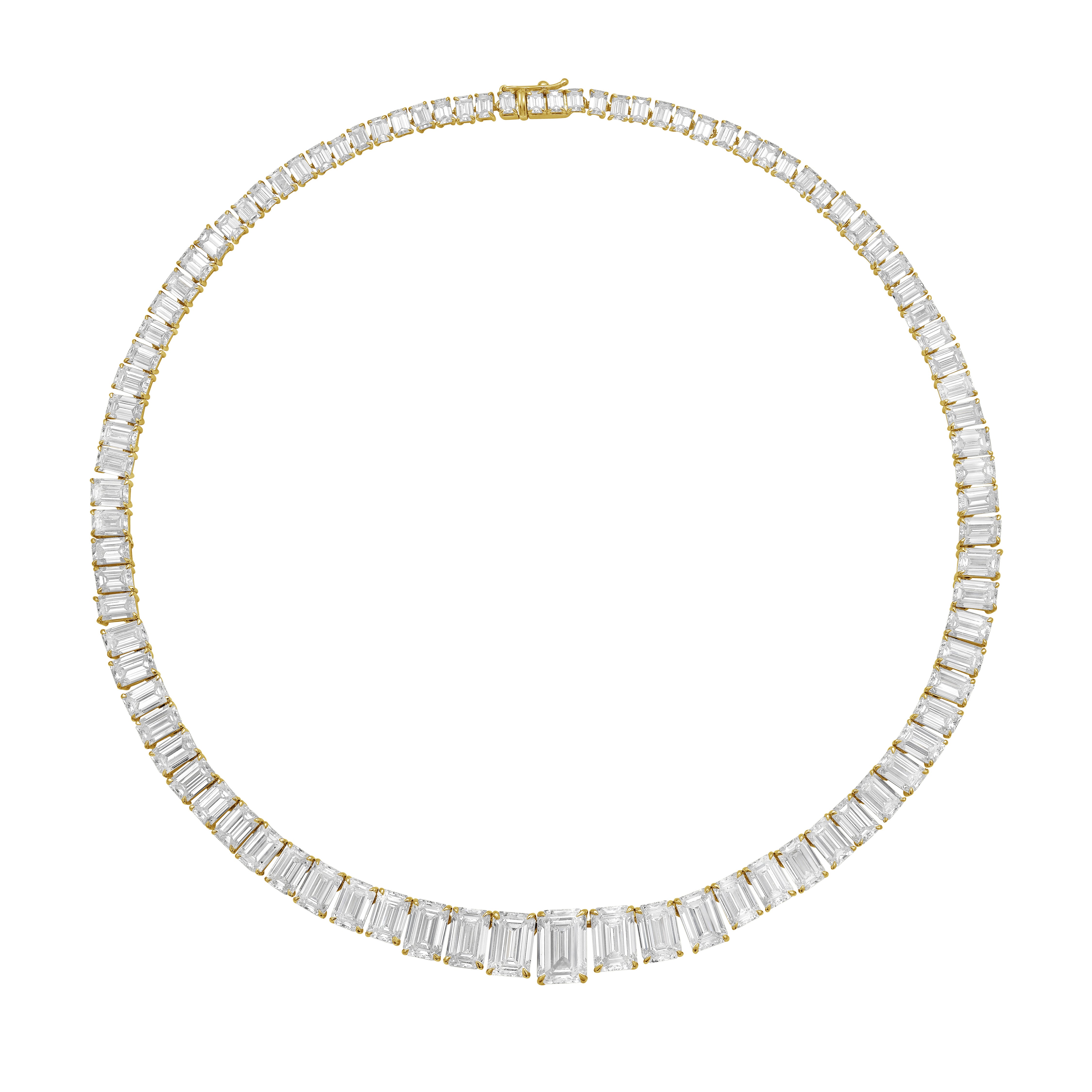 Lab Grown Graduated Emerald Diamond Tennis Necklace