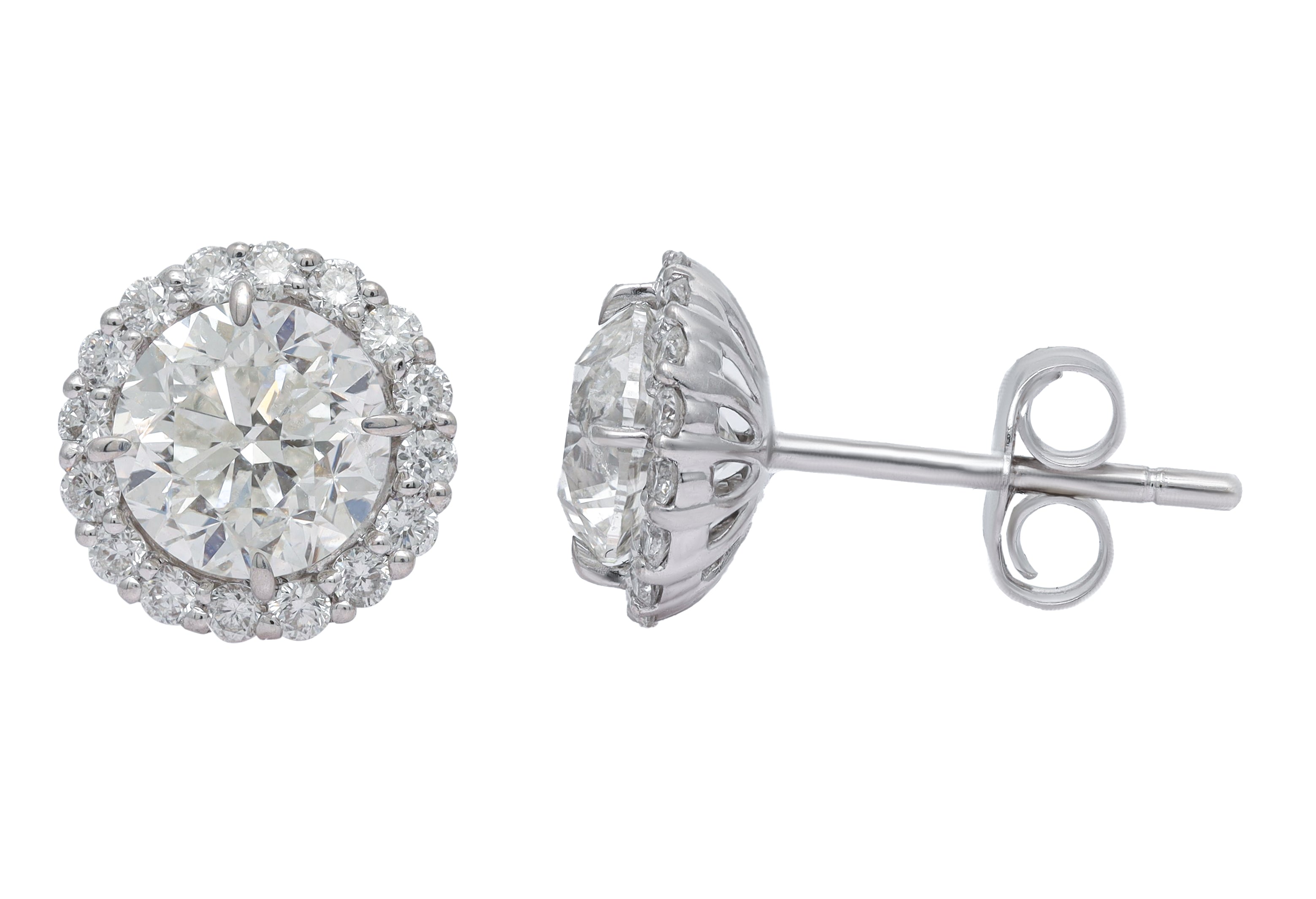 Lab-Grown Round Diamond Halo Earrings