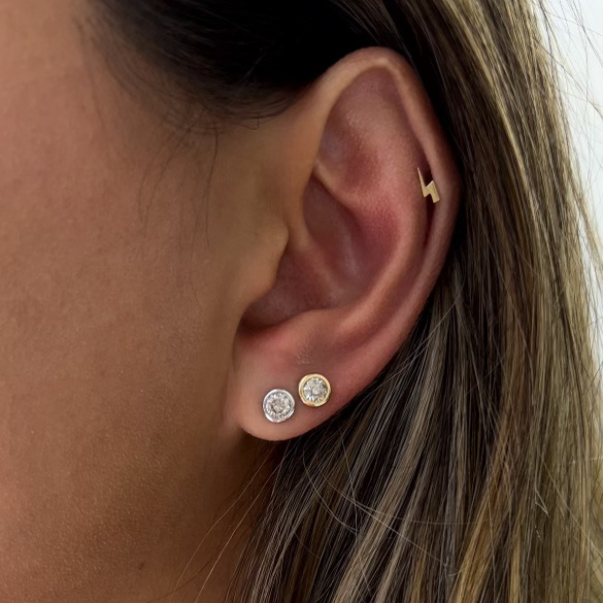 Bezel Diamond Stud Earring