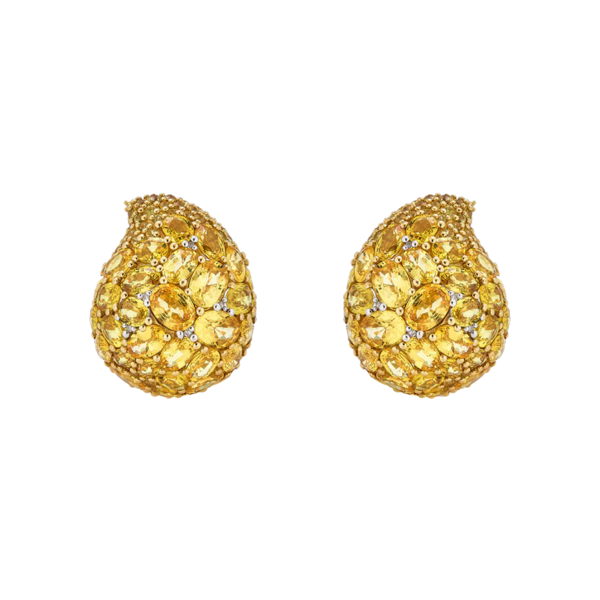 Yellow Sapphire Puff Tear Stud