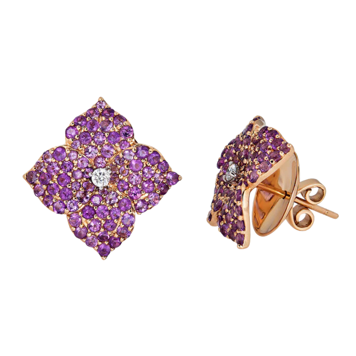 Small Amethyst Fleur Earring