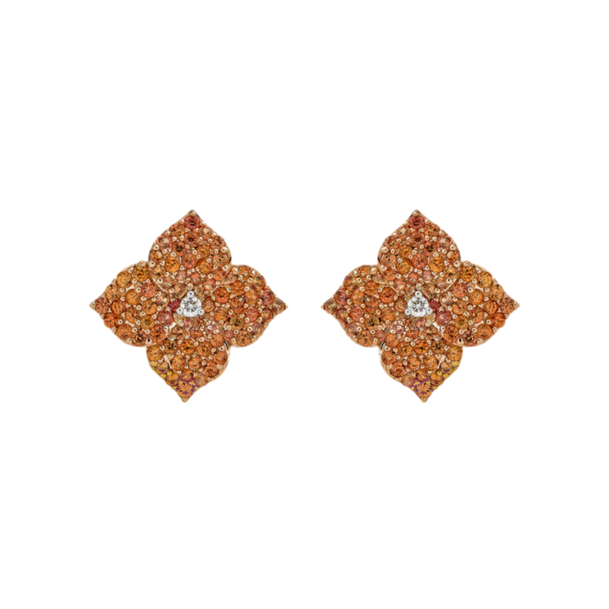 Small Orange Sapphire Fleur Earring