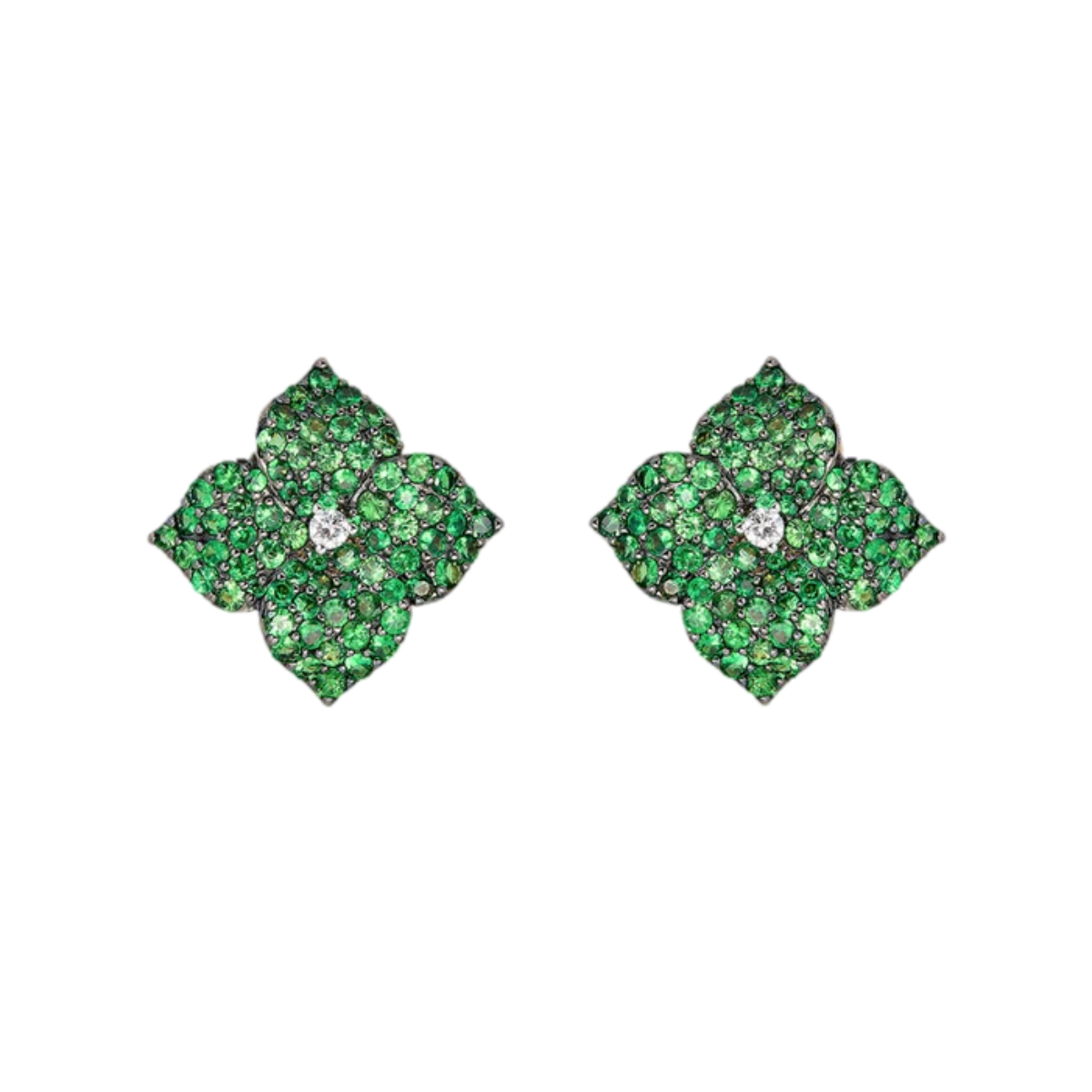 Small Green Tsavorite Fleur Earring