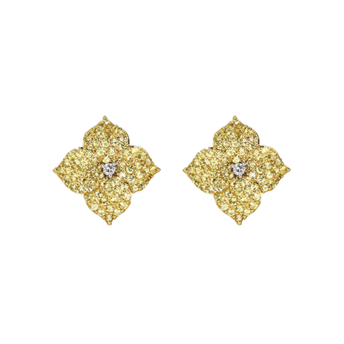 Small Yellow Sapphire Fleur Earring