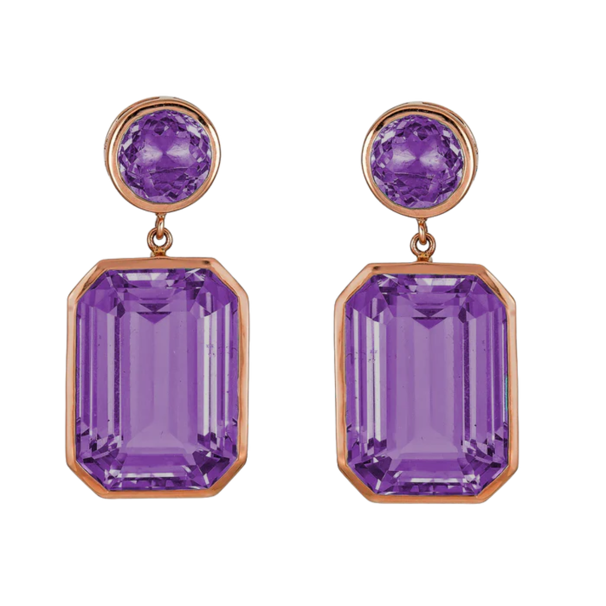 Amethyst Bezel Drop Earring