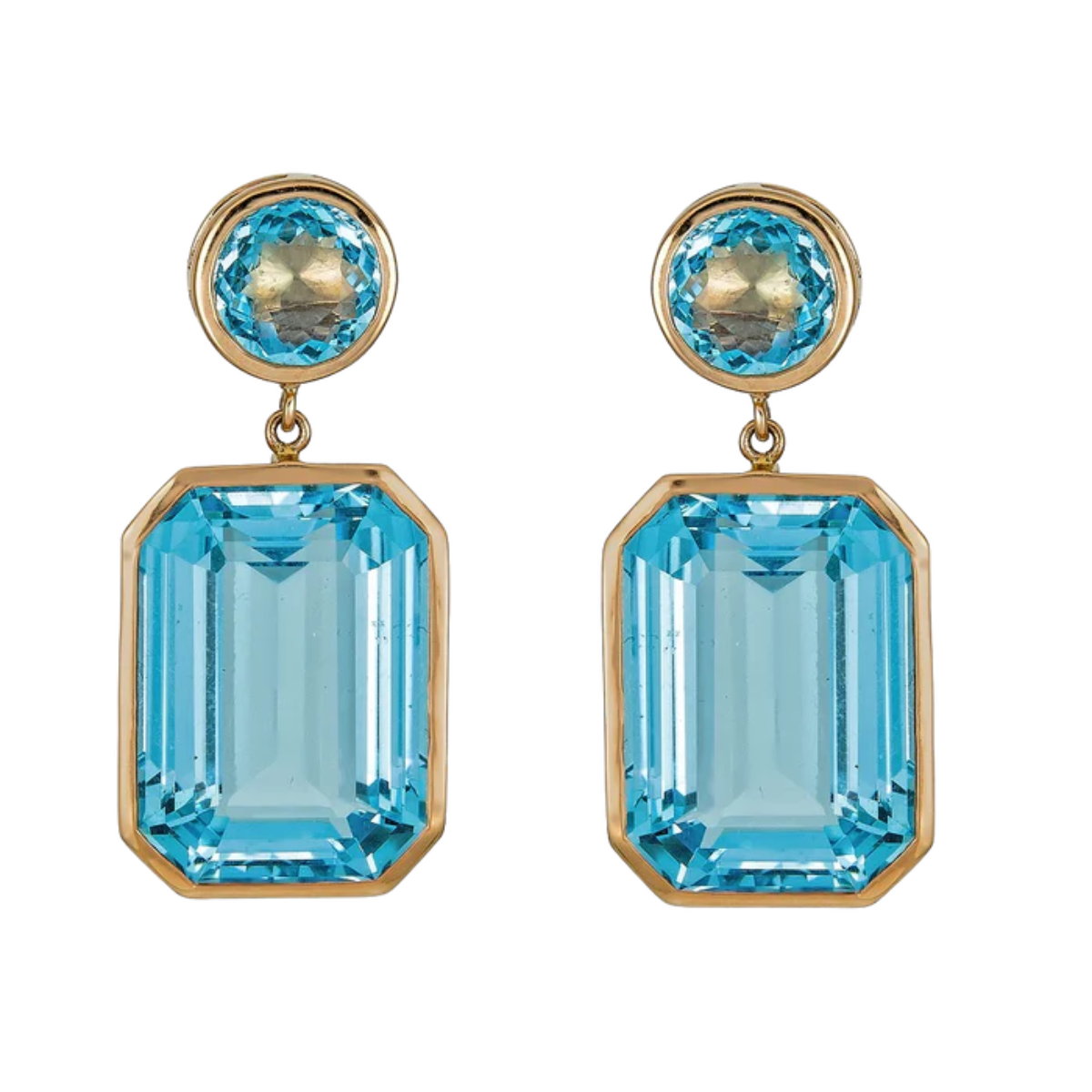 Blue Topaz Bezel Drop Earring