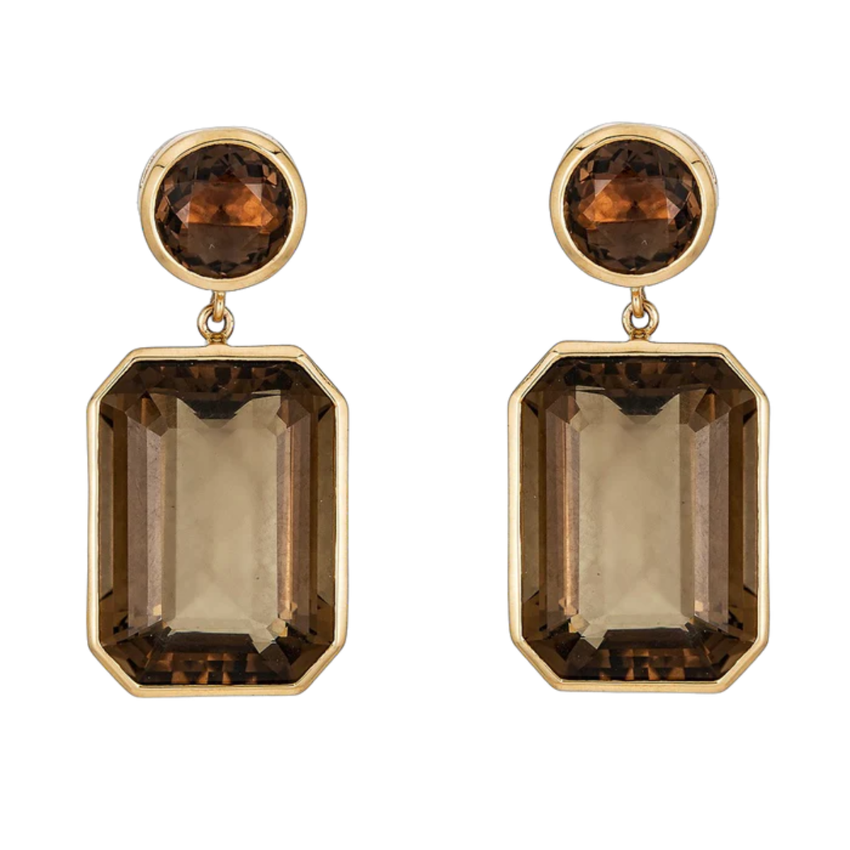 Smokey Quartz Bezel Drop Earring