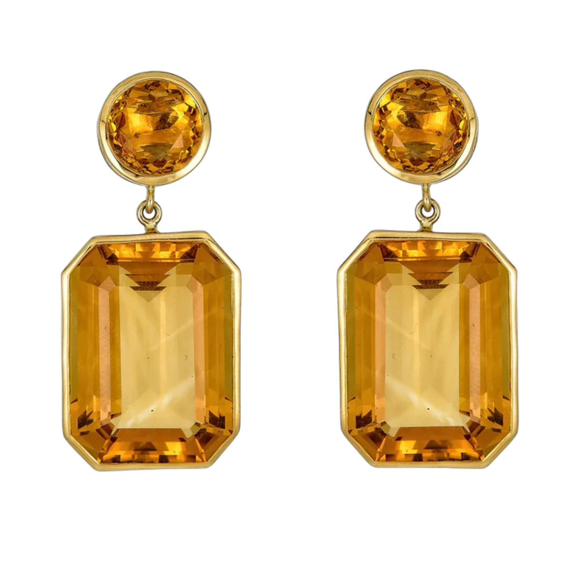 Yellow Citrine Bezel Drop Earring