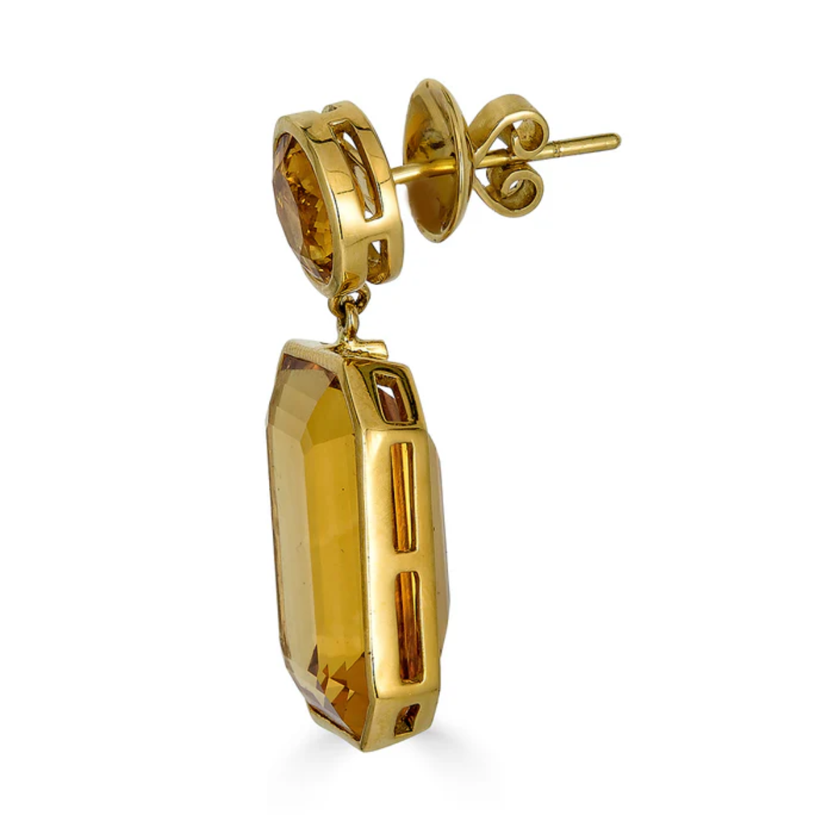 Yellow Citrine Bezel Drop Earring