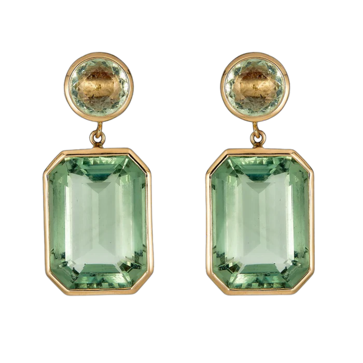 Green Amethyst Bezel Drop Earring