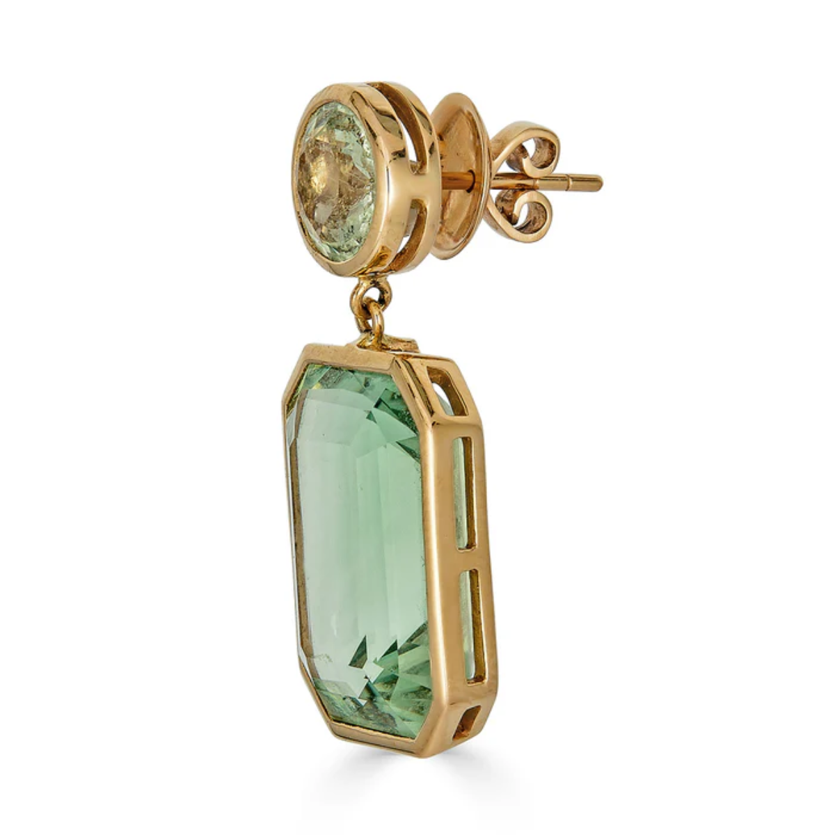 Green Amethyst Bezel Drop Earring